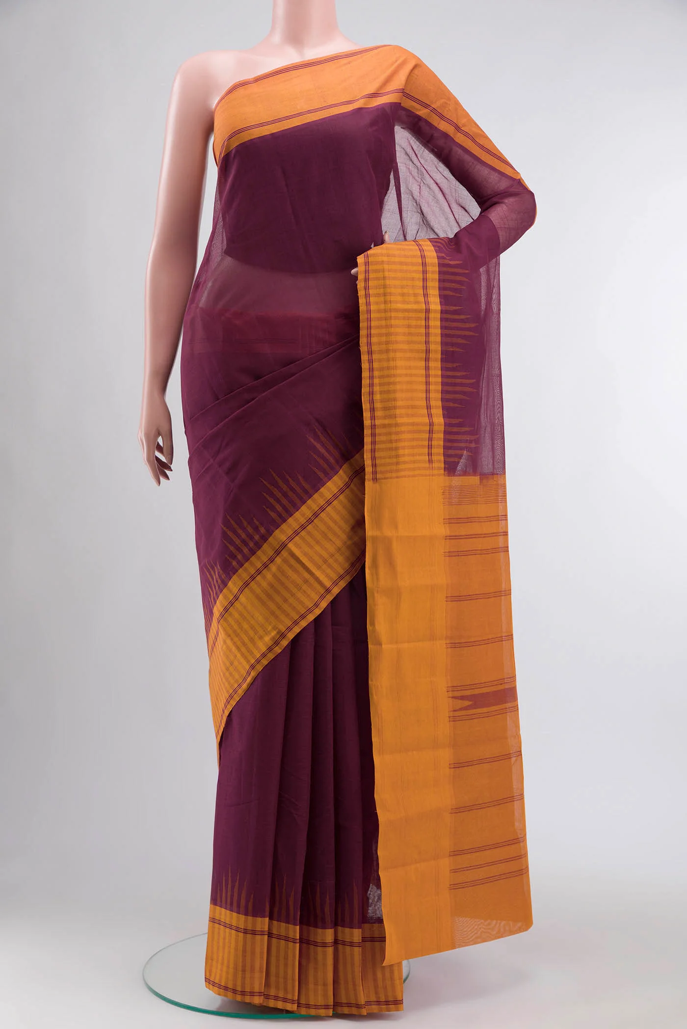 Maroon Kanchi Cotton Saree