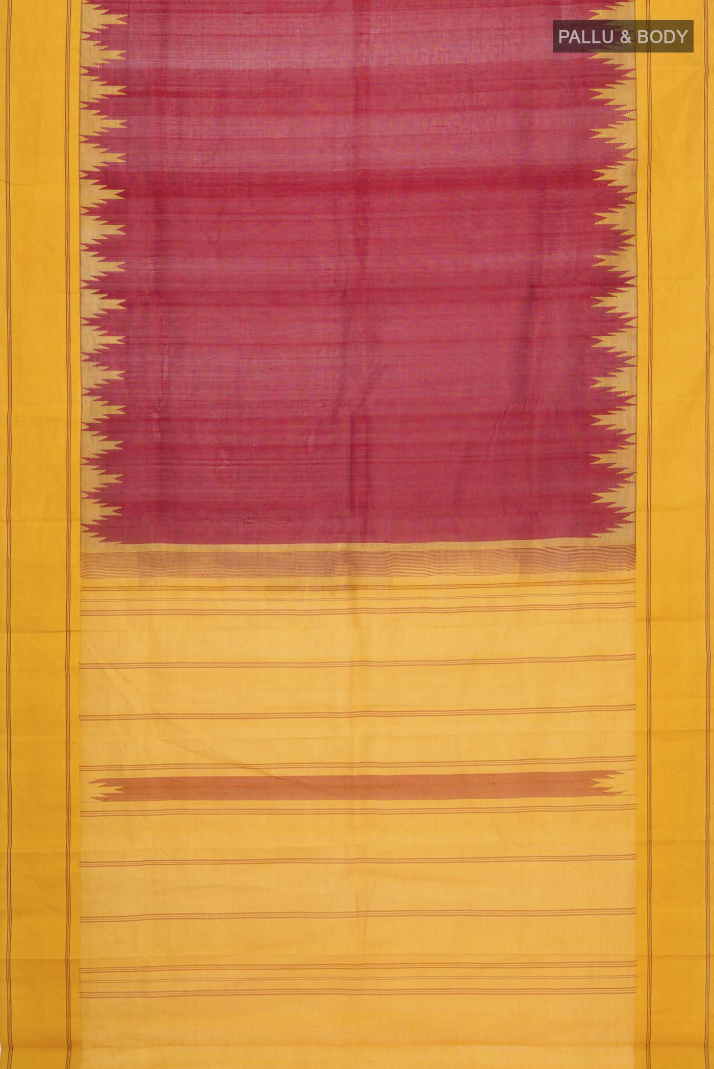 Maroon Kanchi Cotton Saree - Image 5