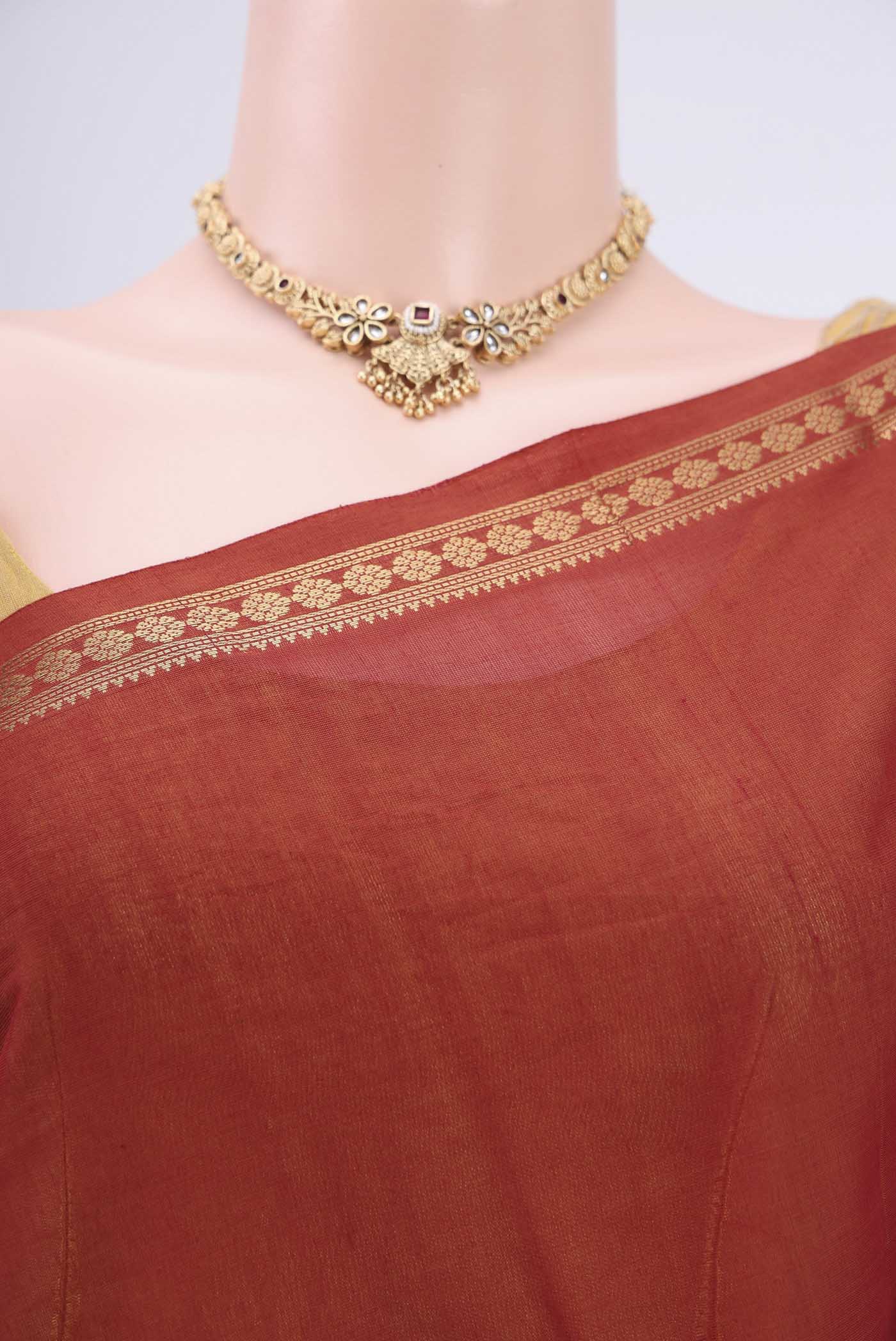 Coffee Brown Kanchi Cotton Saree - Image 2