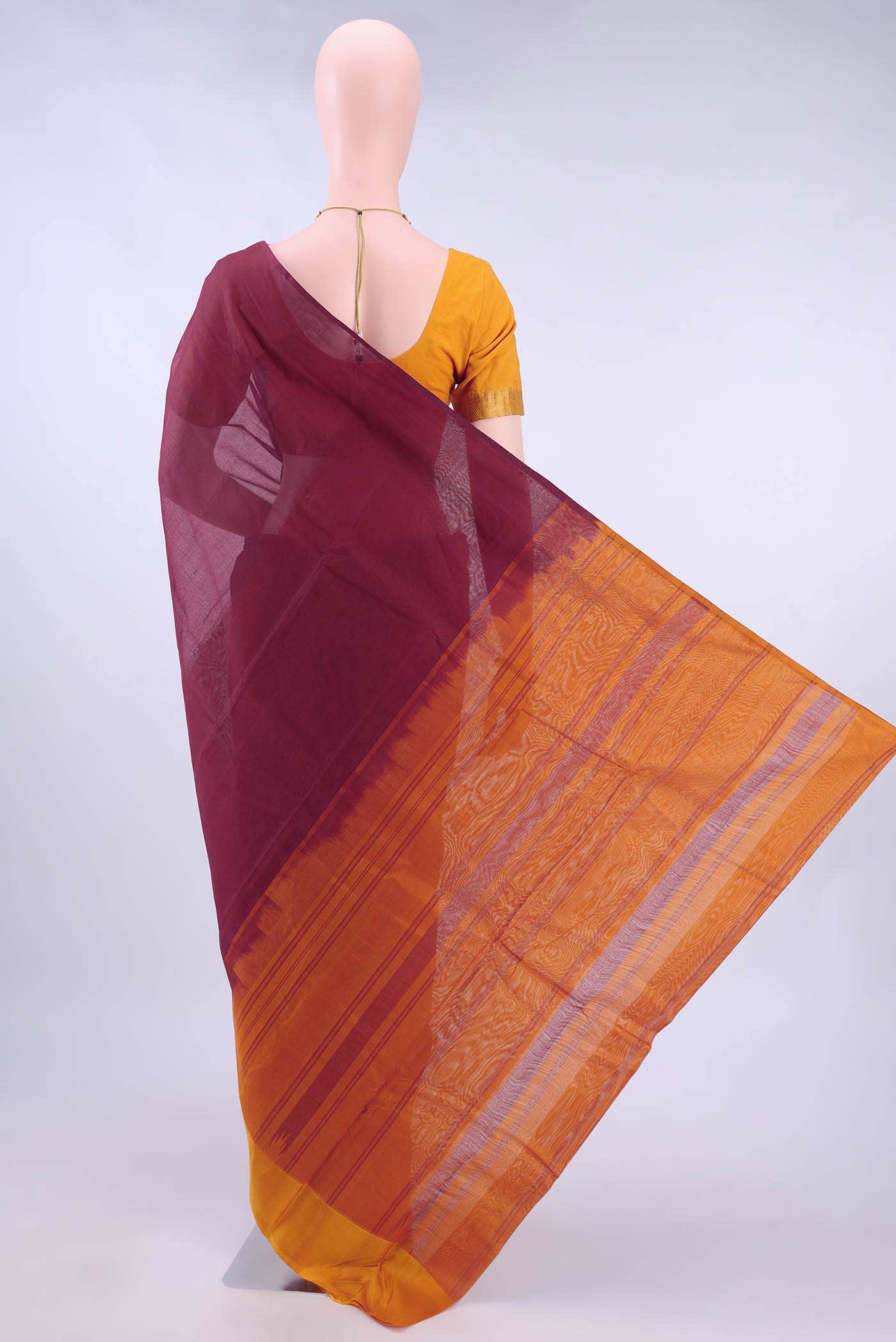 Maroon Kanchi Cotton Saree - Image 2
