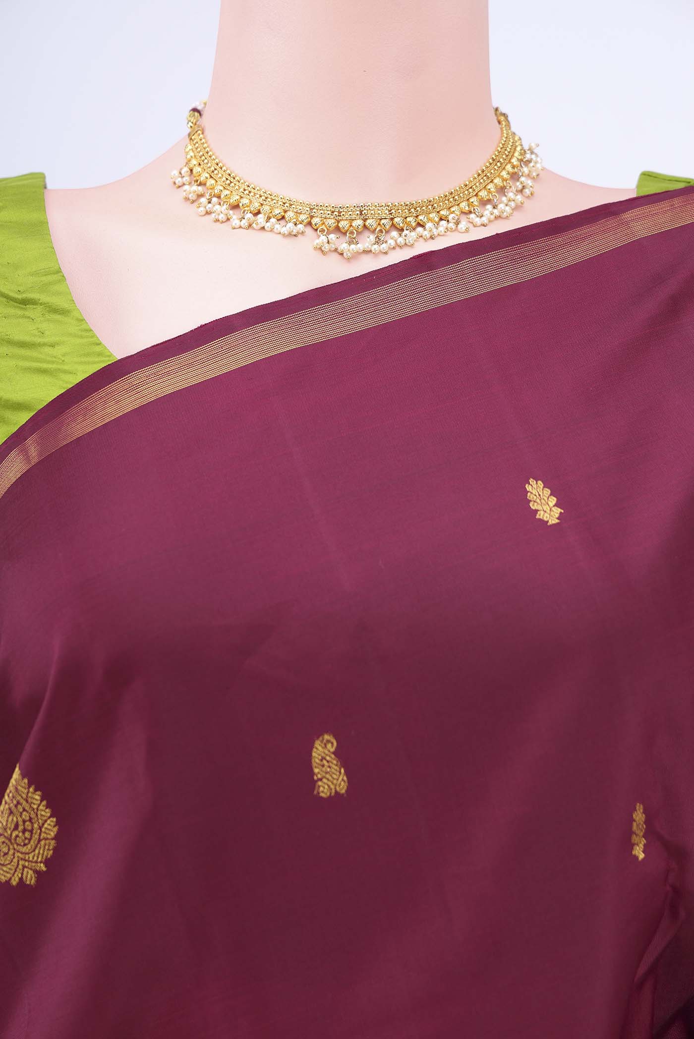 Maroon Kanchipuram Saree - Image 2