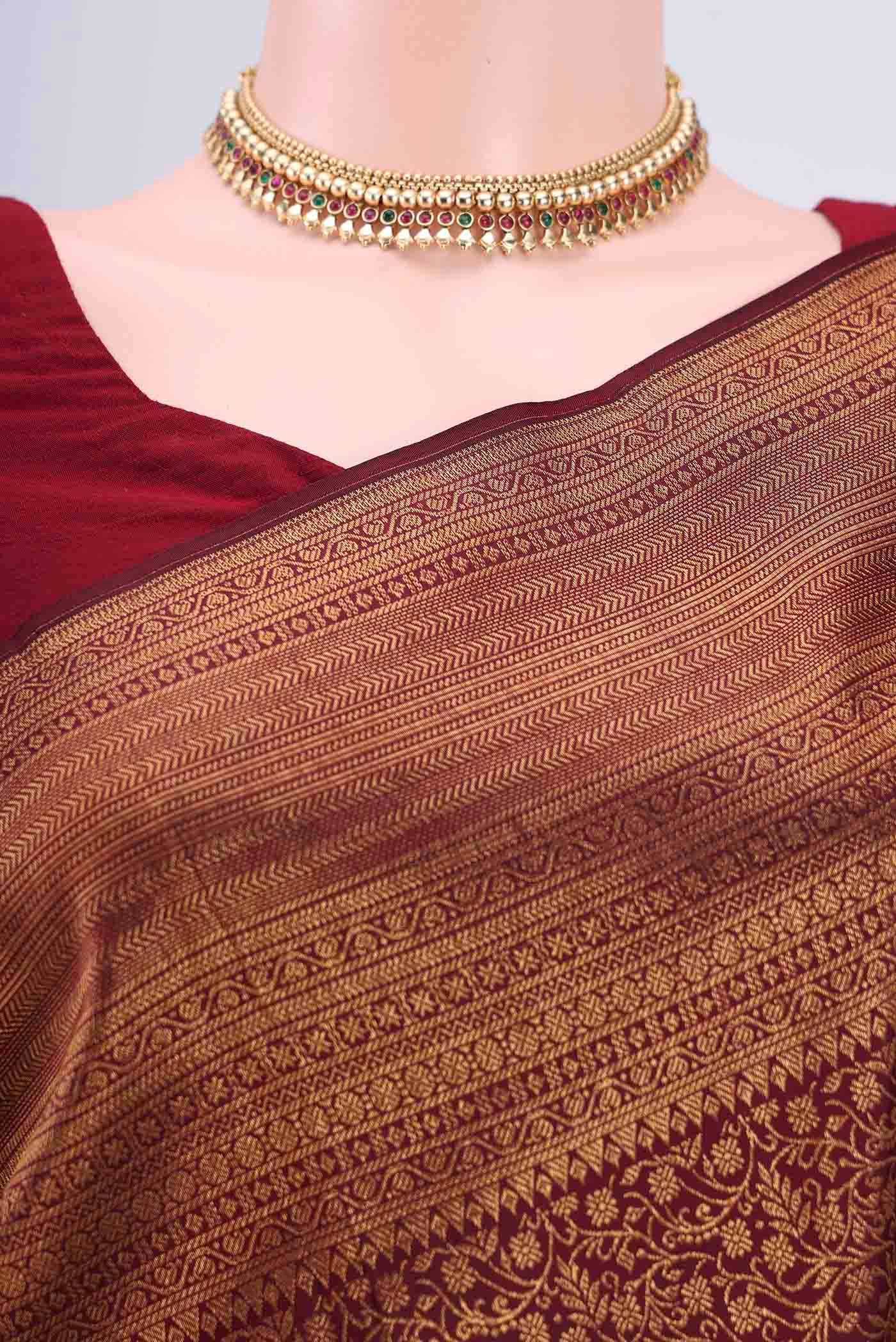 Maroon Kanchipuram Saree - Image 2