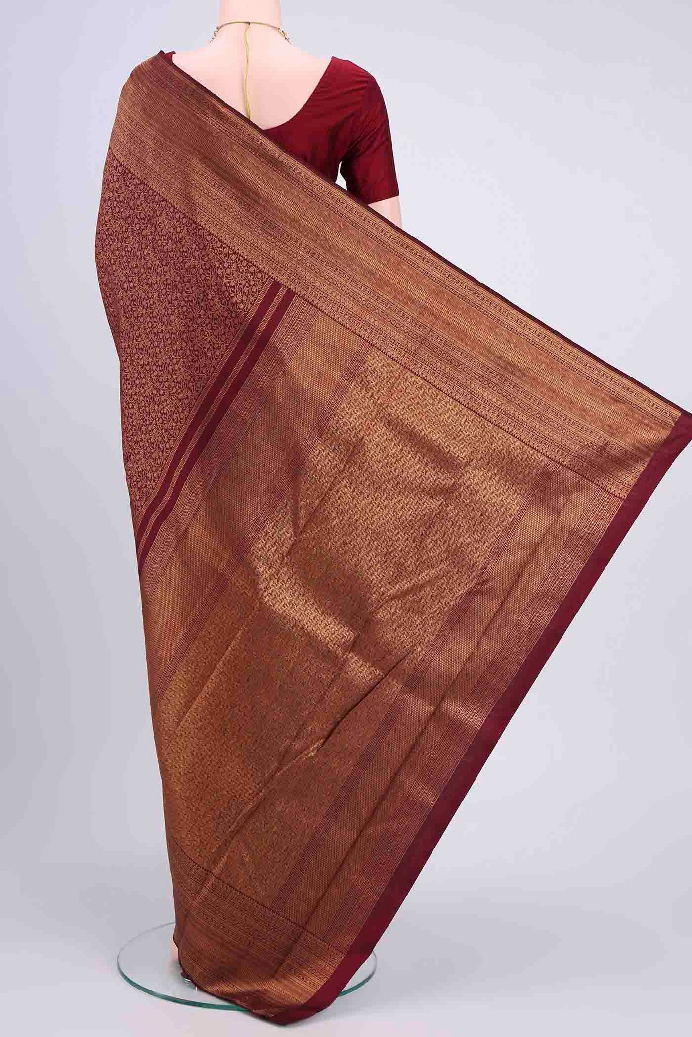 Maroon Kanchipuram Saree - Image 3