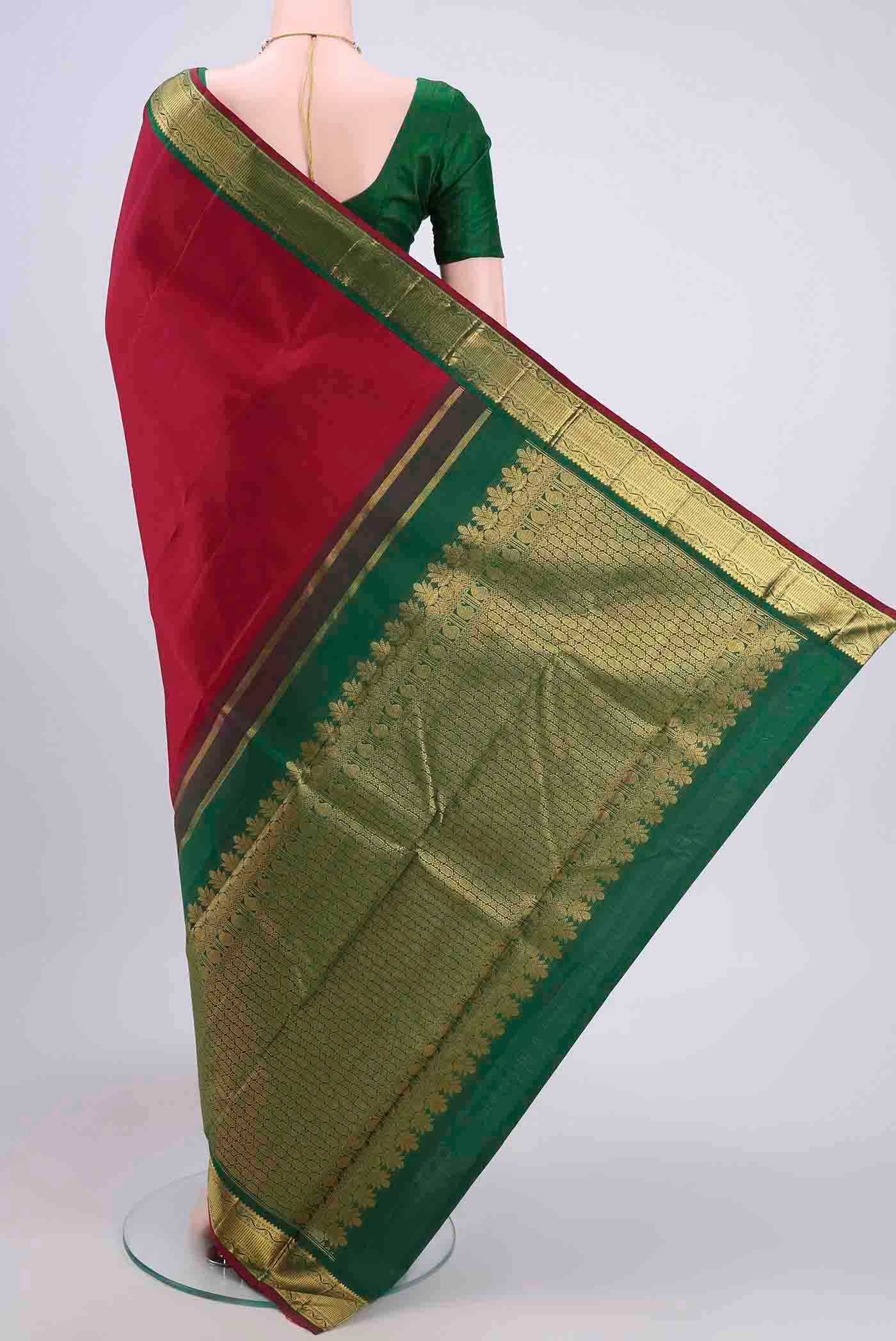 Maroon Kanchipuram Saree - Image 3