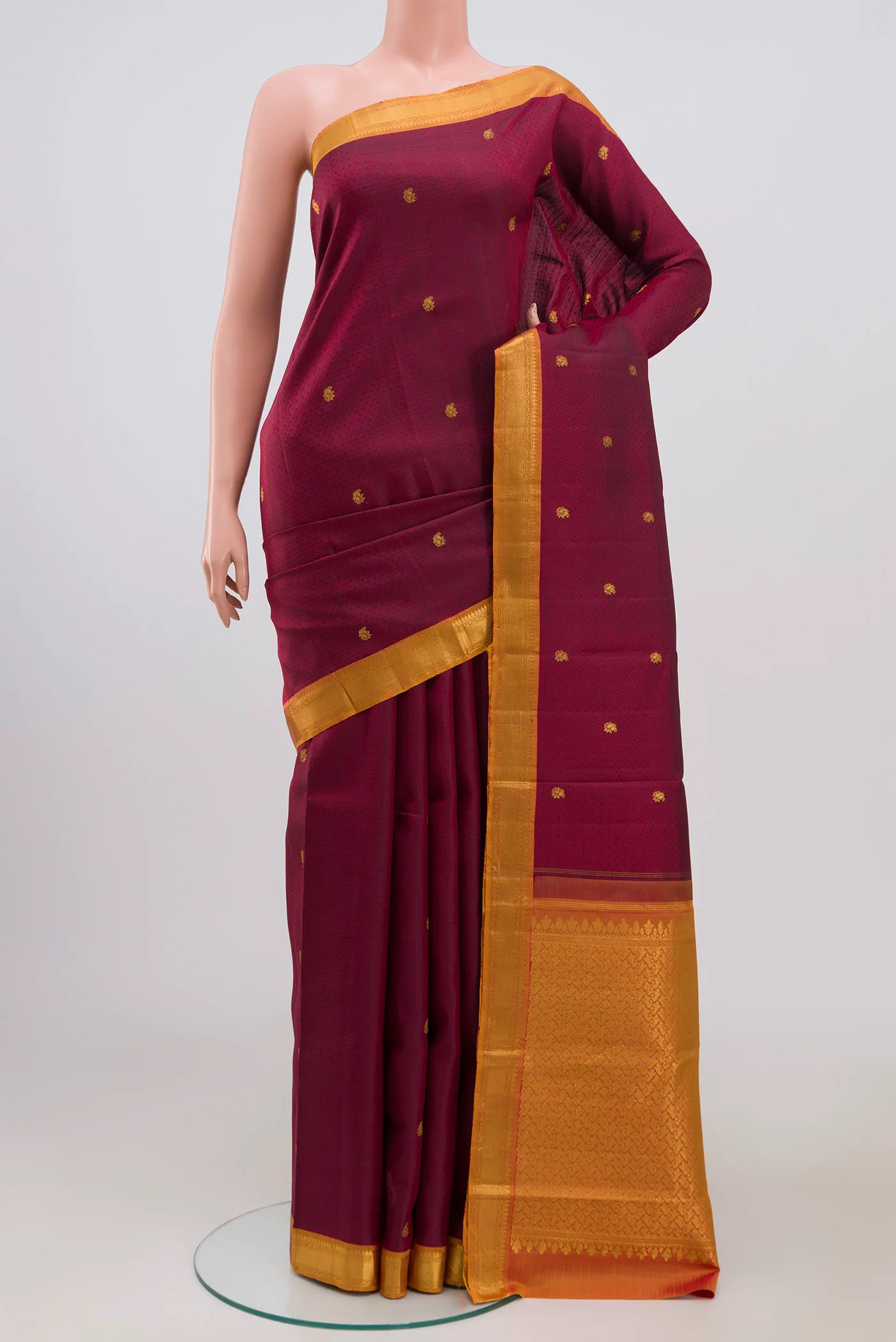 Maroon Kanchipuram Silk Saree