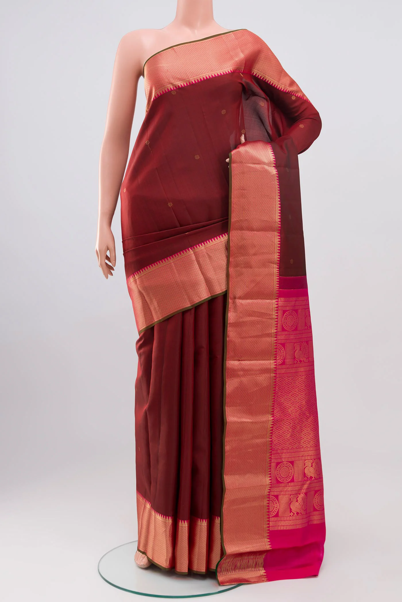 Maroon Kanchipuram Silk Saree