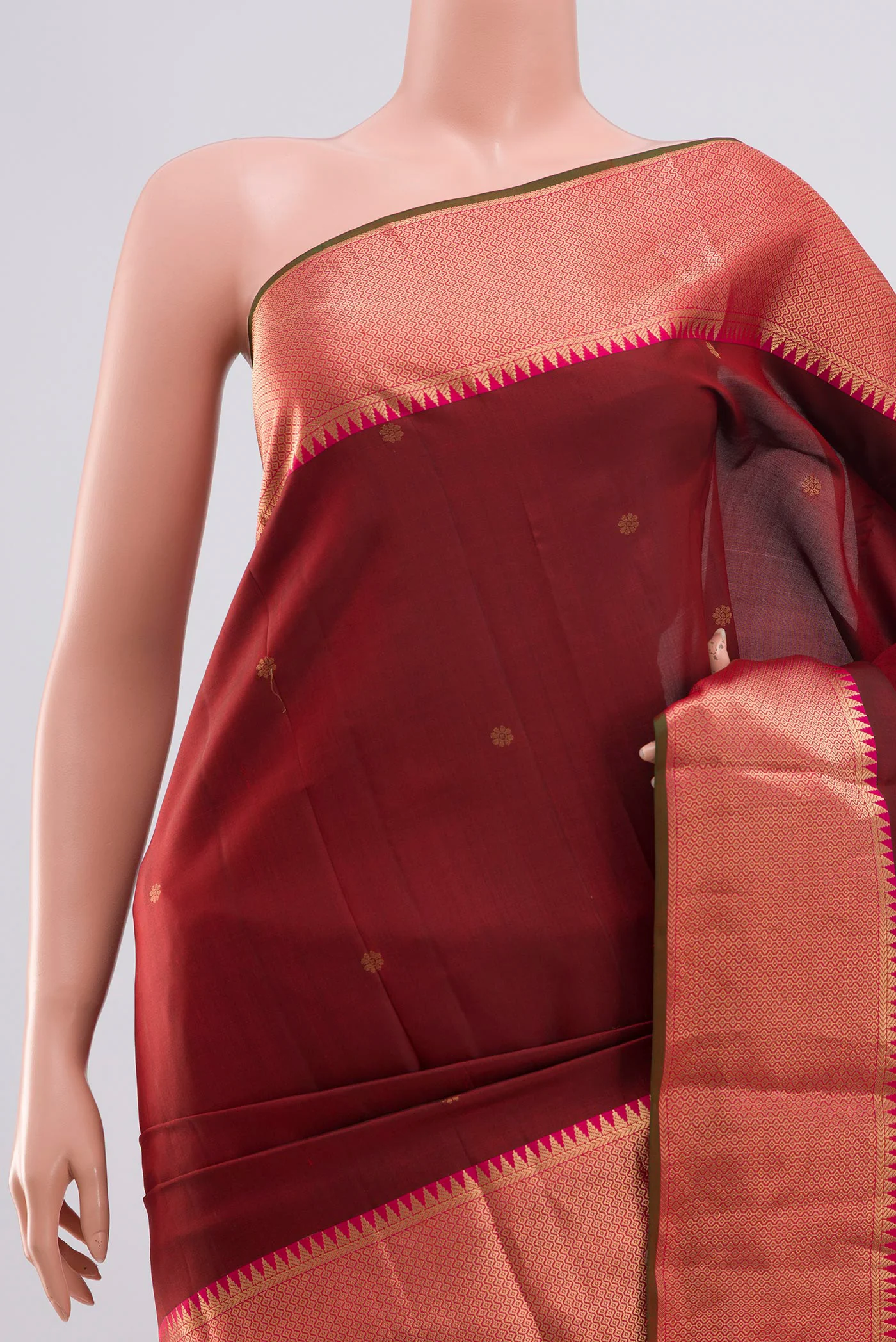 Maroon Kanchipuram Silk Saree - Image 2
