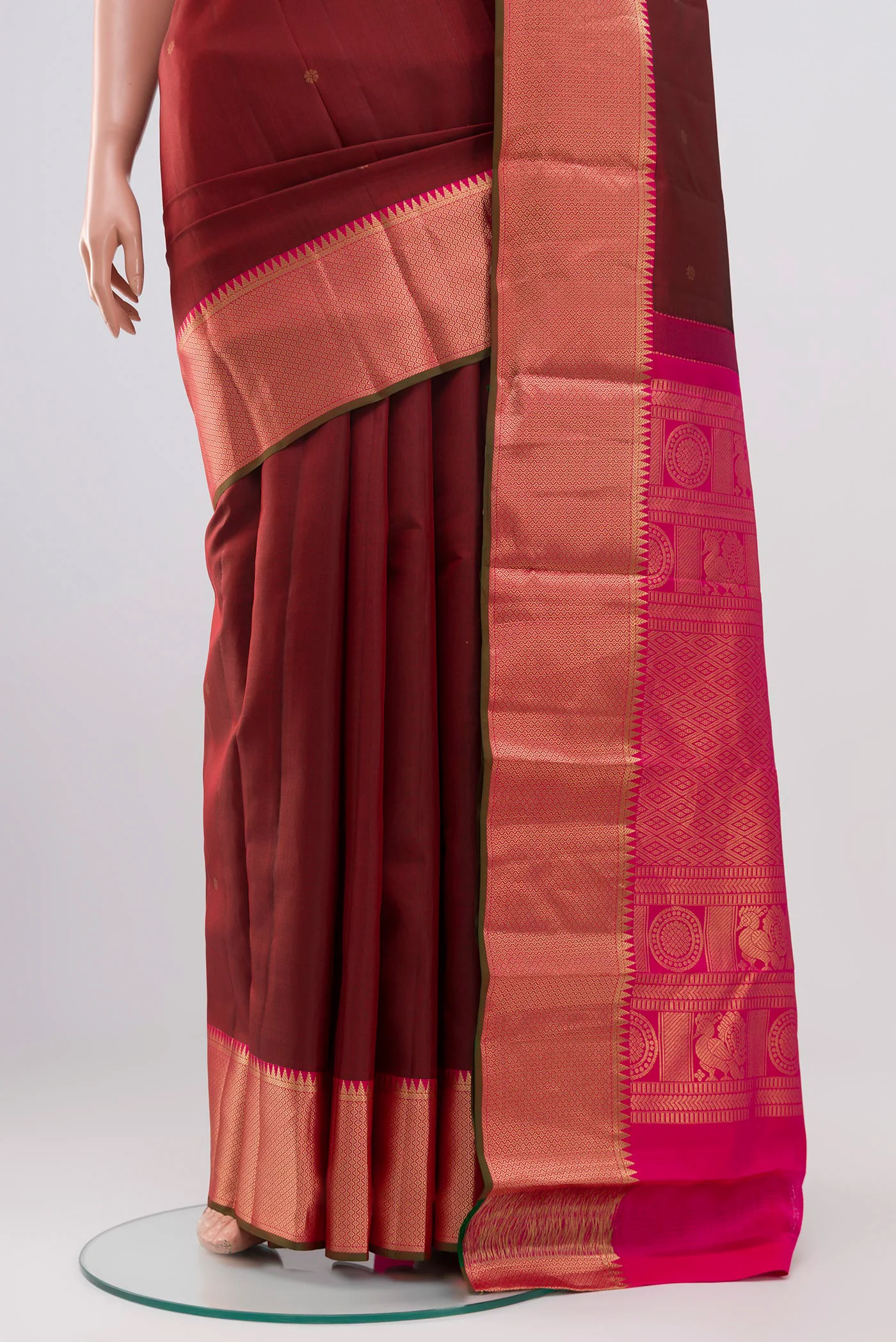 Maroon Kanchipuram Silk Saree - Image 3