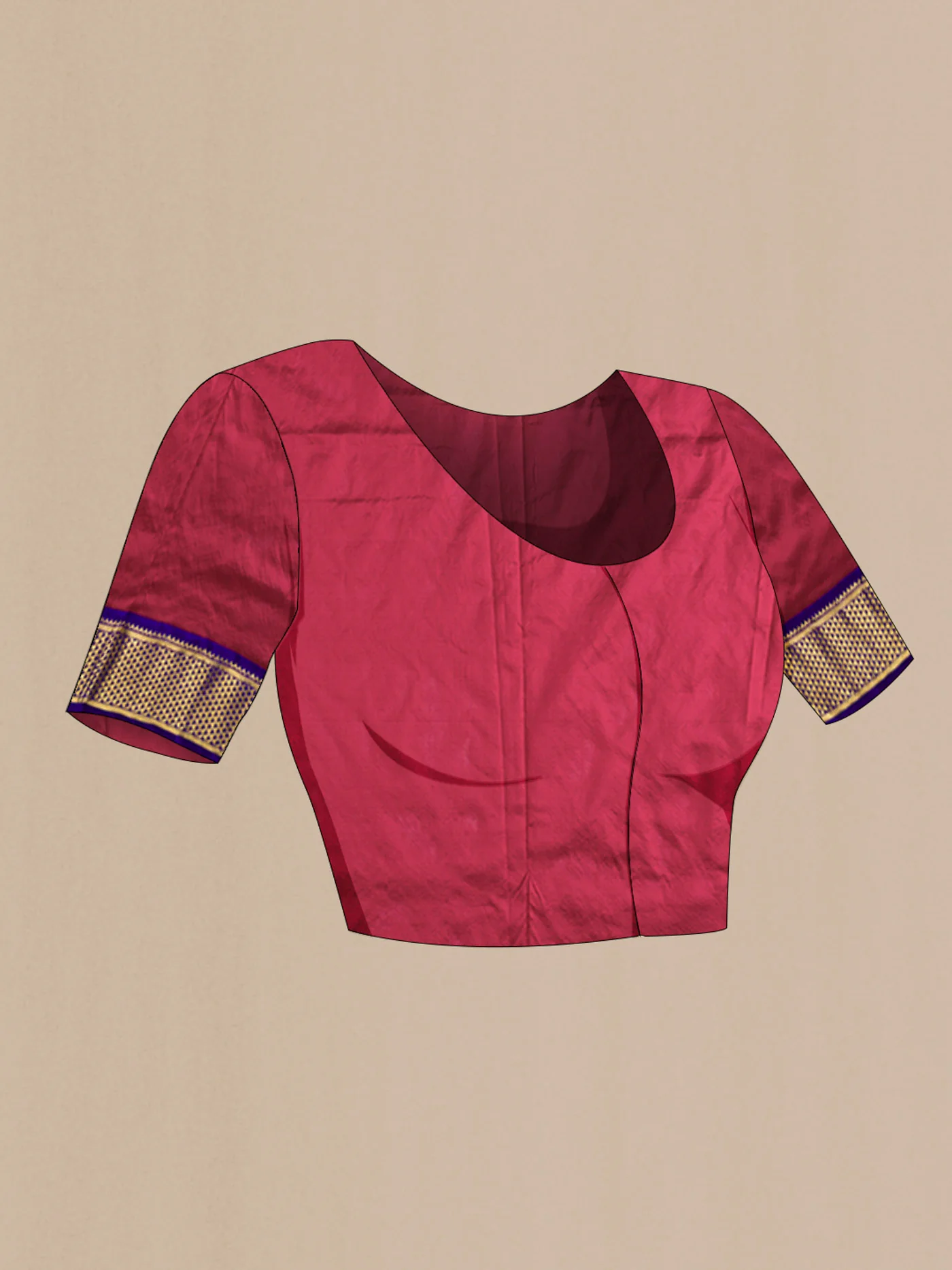Maroon Kanchipuram Silk Nine Yards Saree - Image 5