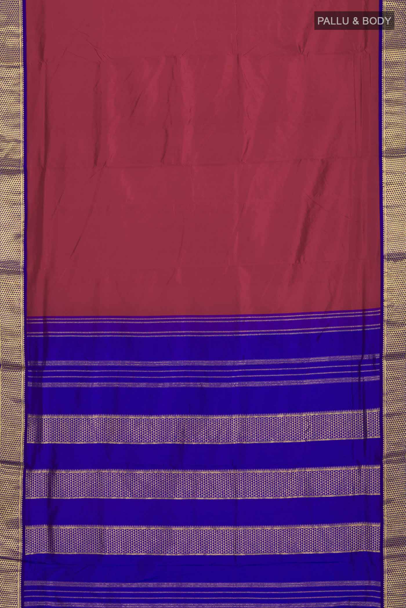 Maroon Kanchipuram Silk Nine Yards Saree - Image 6