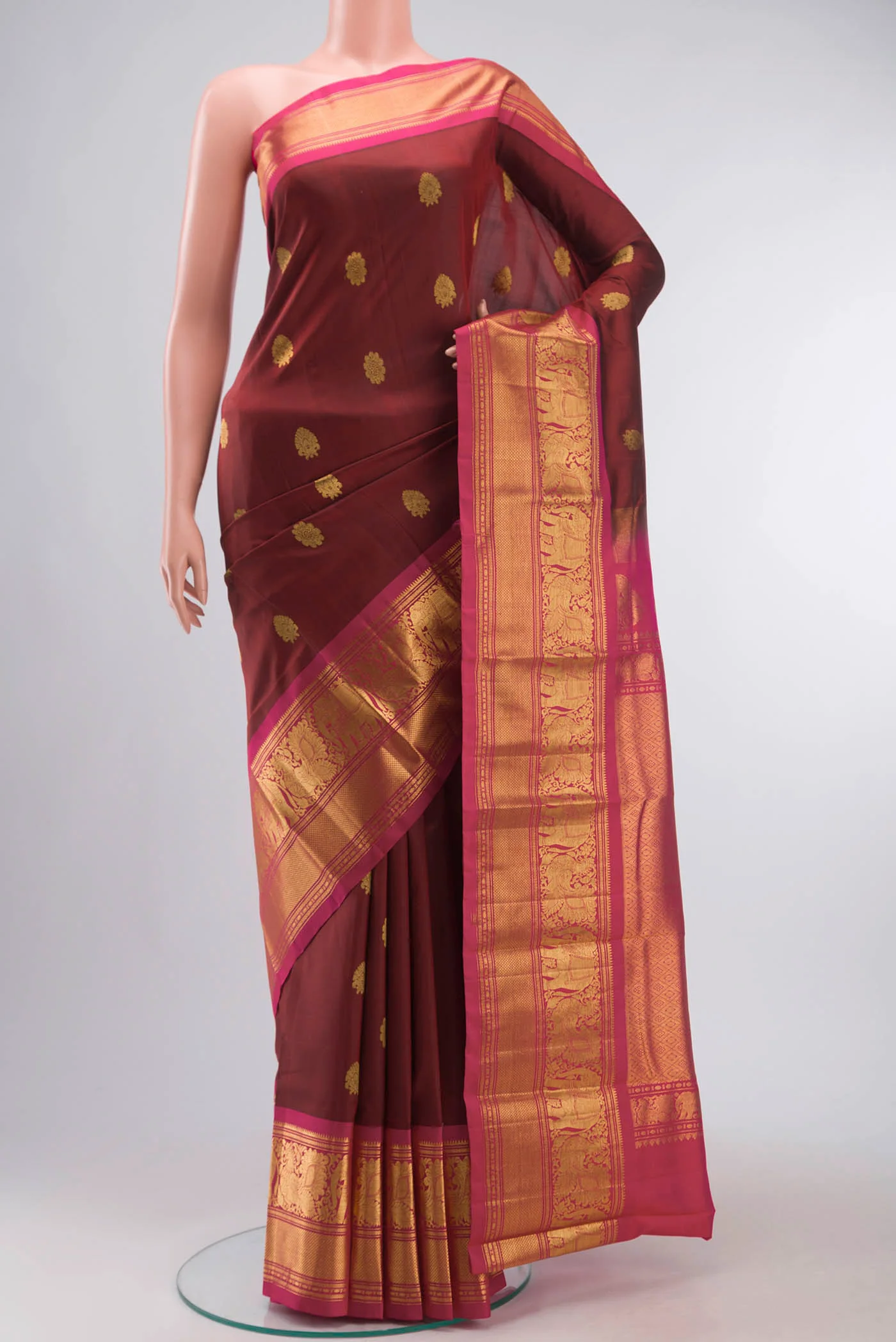 Maroon Kanchipuram Silk Saree