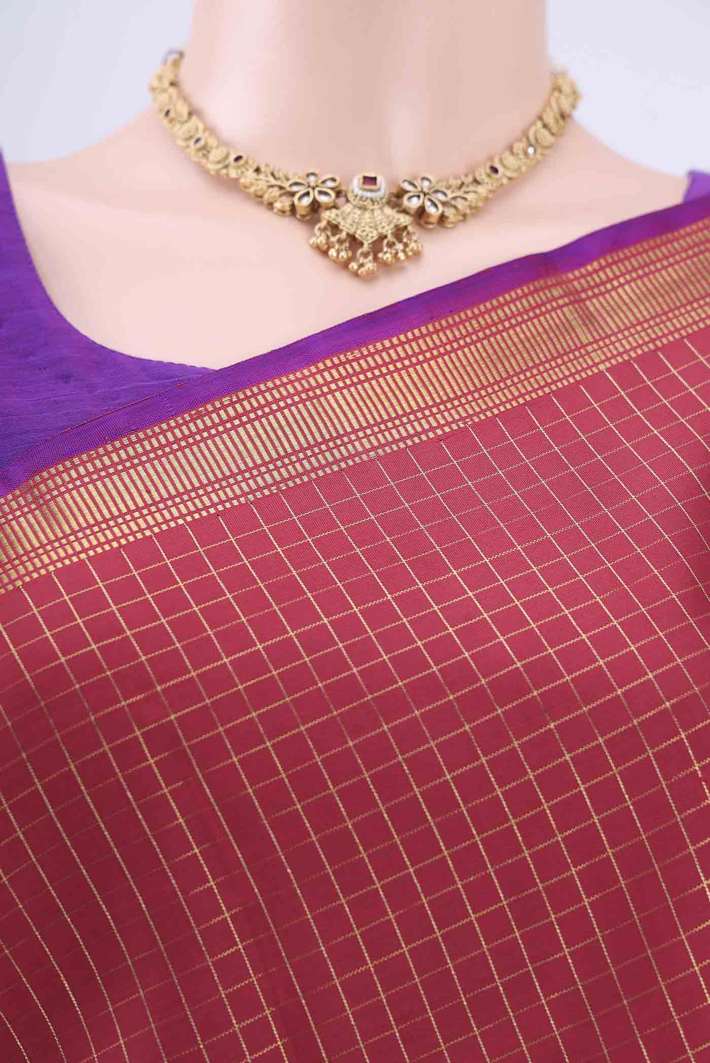 Maroon Kanchipuram Silk Saree - Image 2