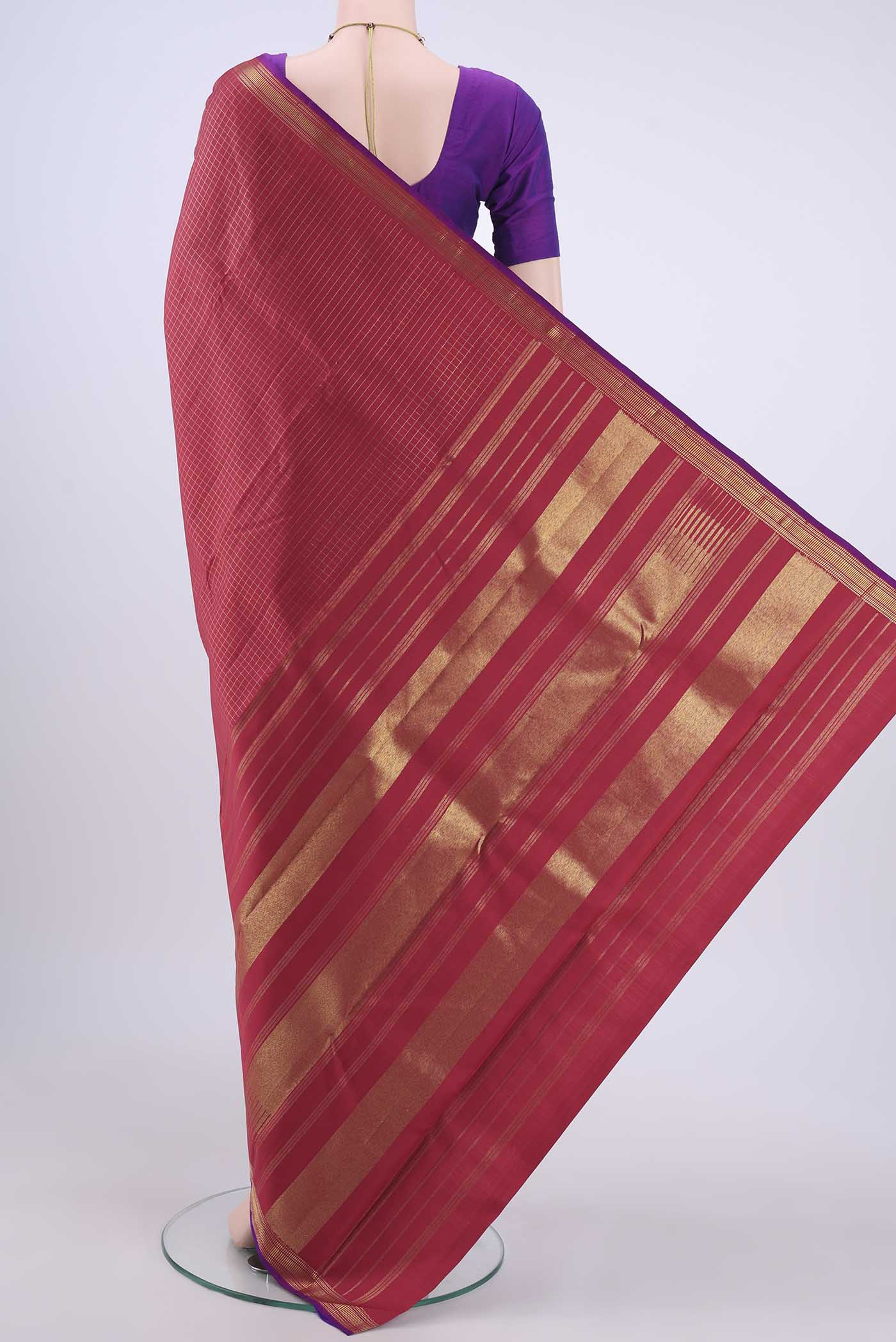 Maroon Kanchipuram Silk Saree - Image 3