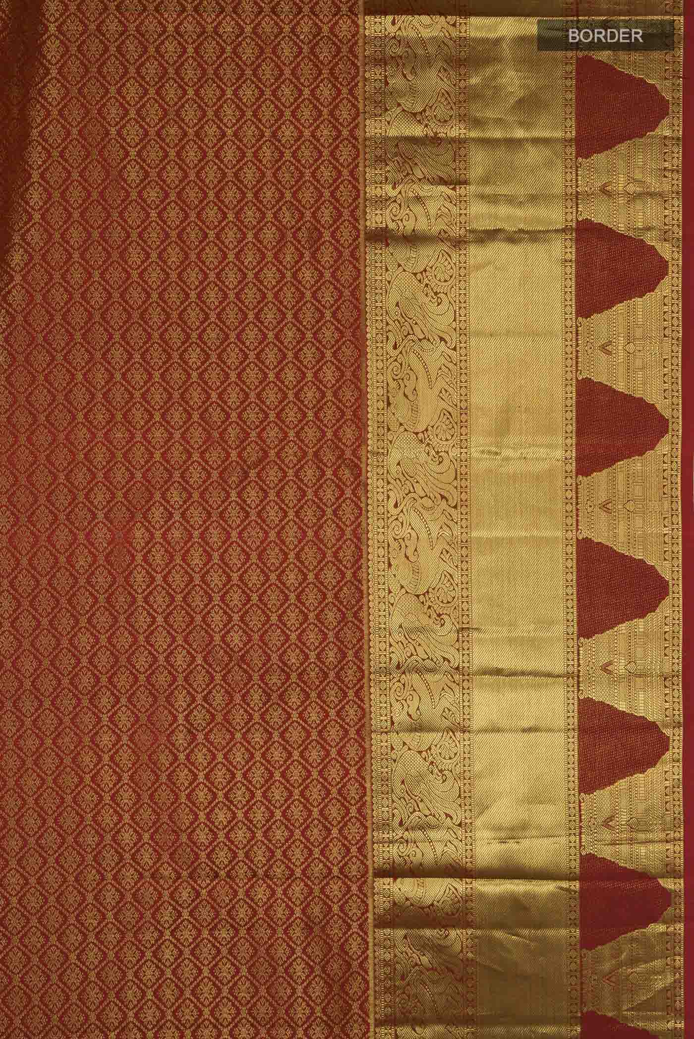 Maroon Kanjivaram Silk Saree - Image 3