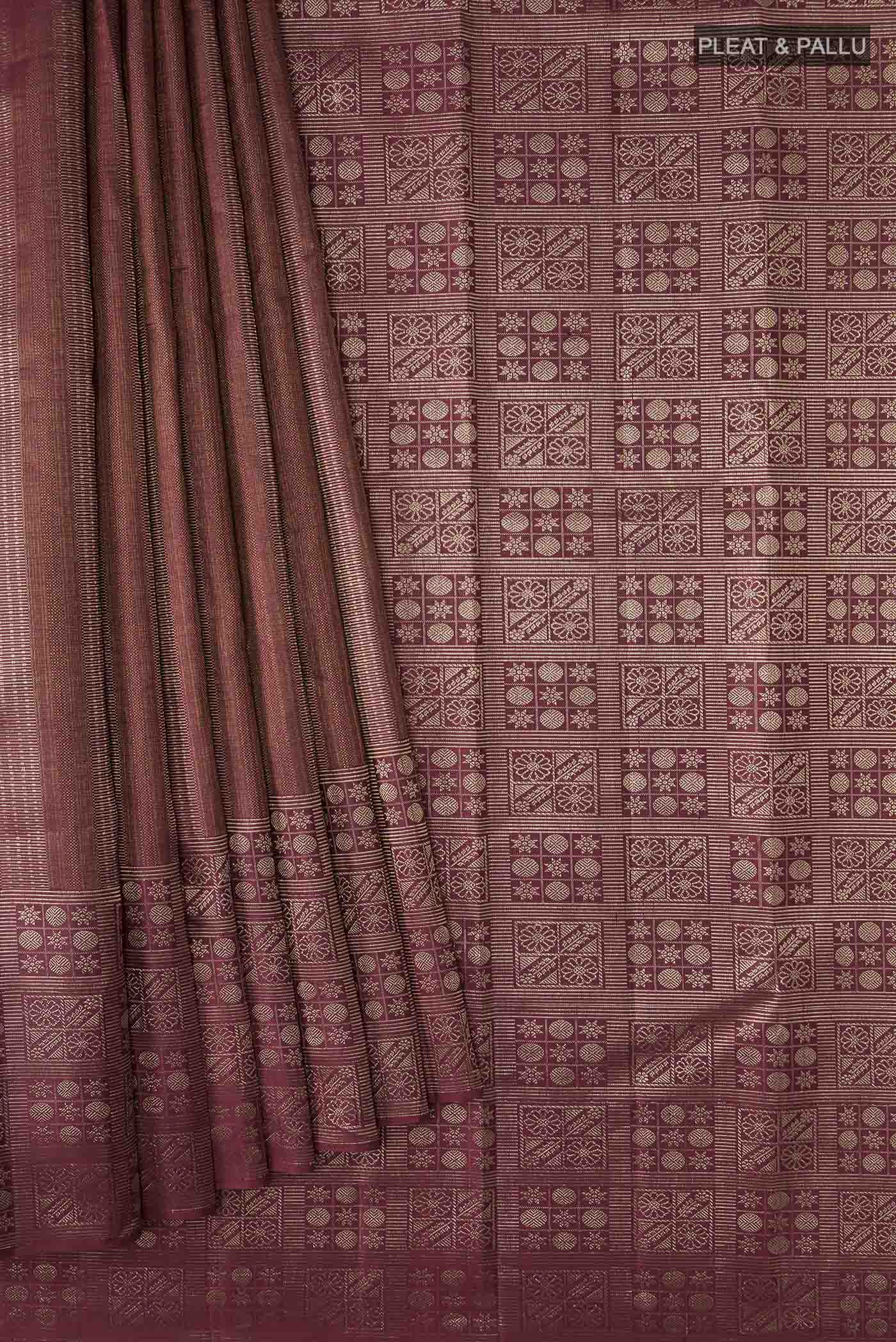 Brown Kanchipuram Silk Saree - Image 4