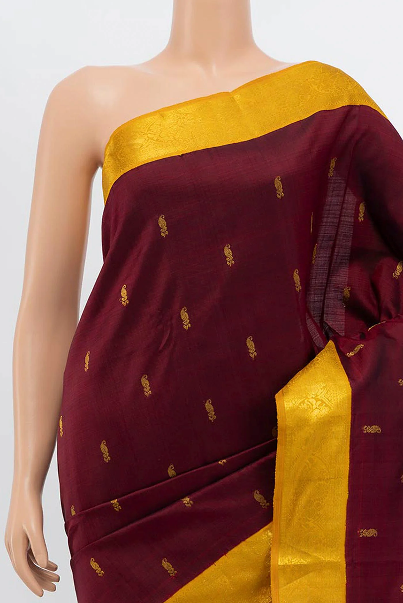 Maroon Kanjivaram Silk Saree - Image 2