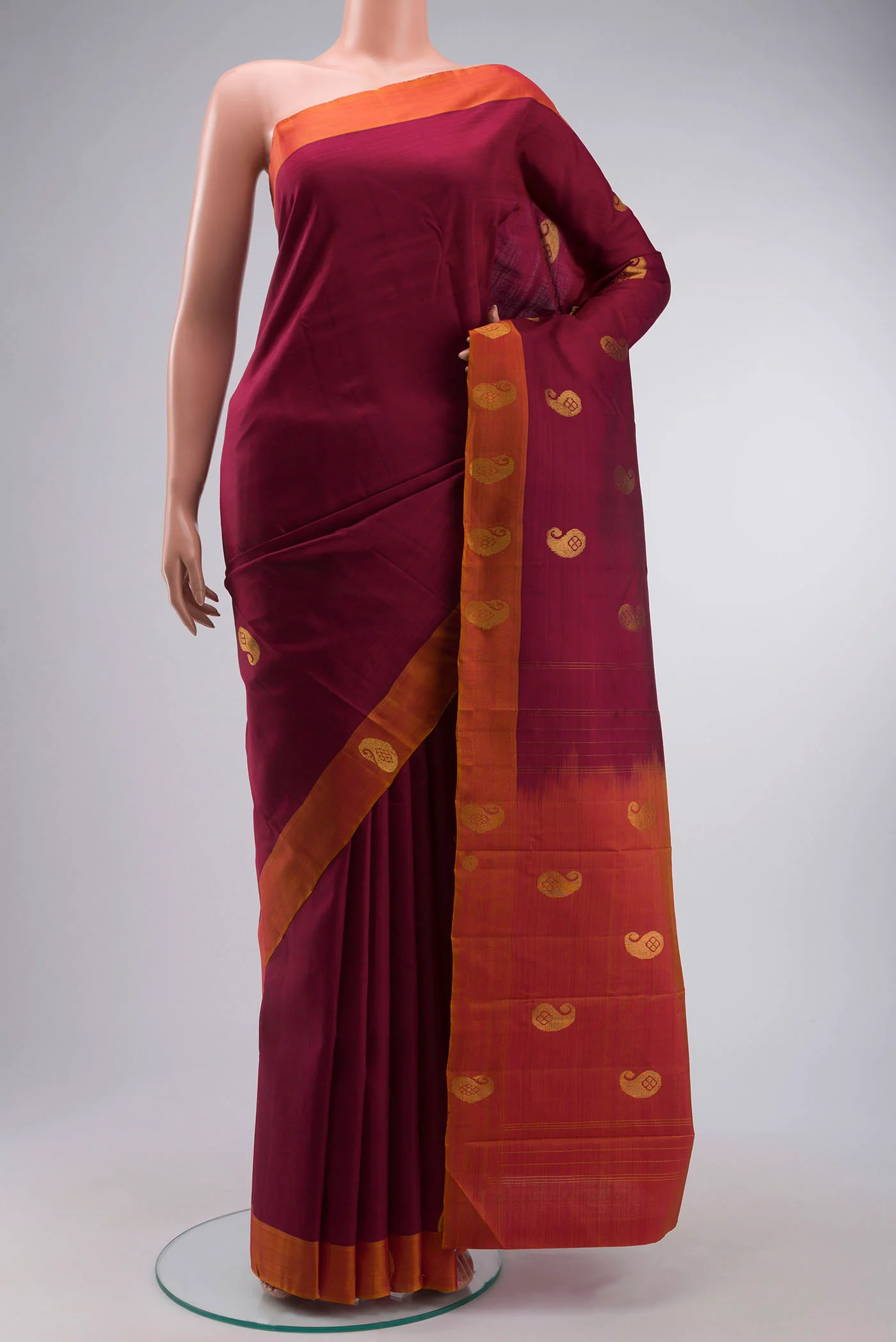 Maroon Kanchipuram Silk Saree
