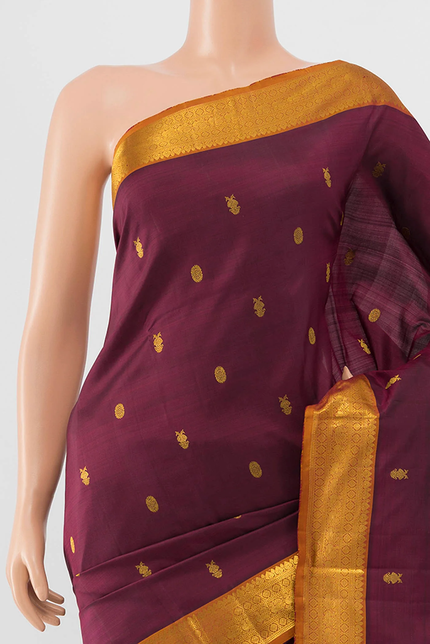 Maroon Kanjivaram Silk Saree - Image 2
