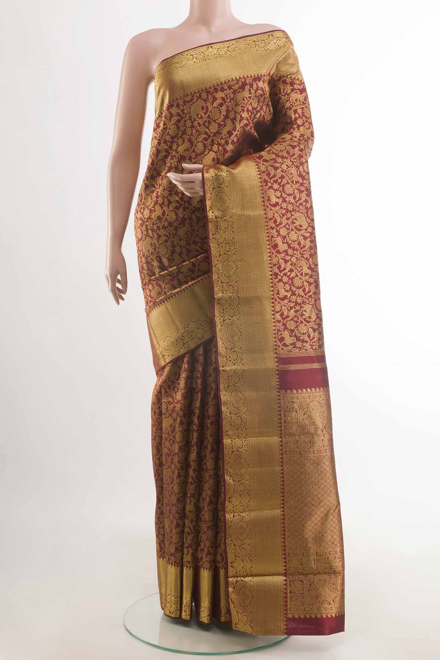 Maroon Kanchipuram Silk Saree