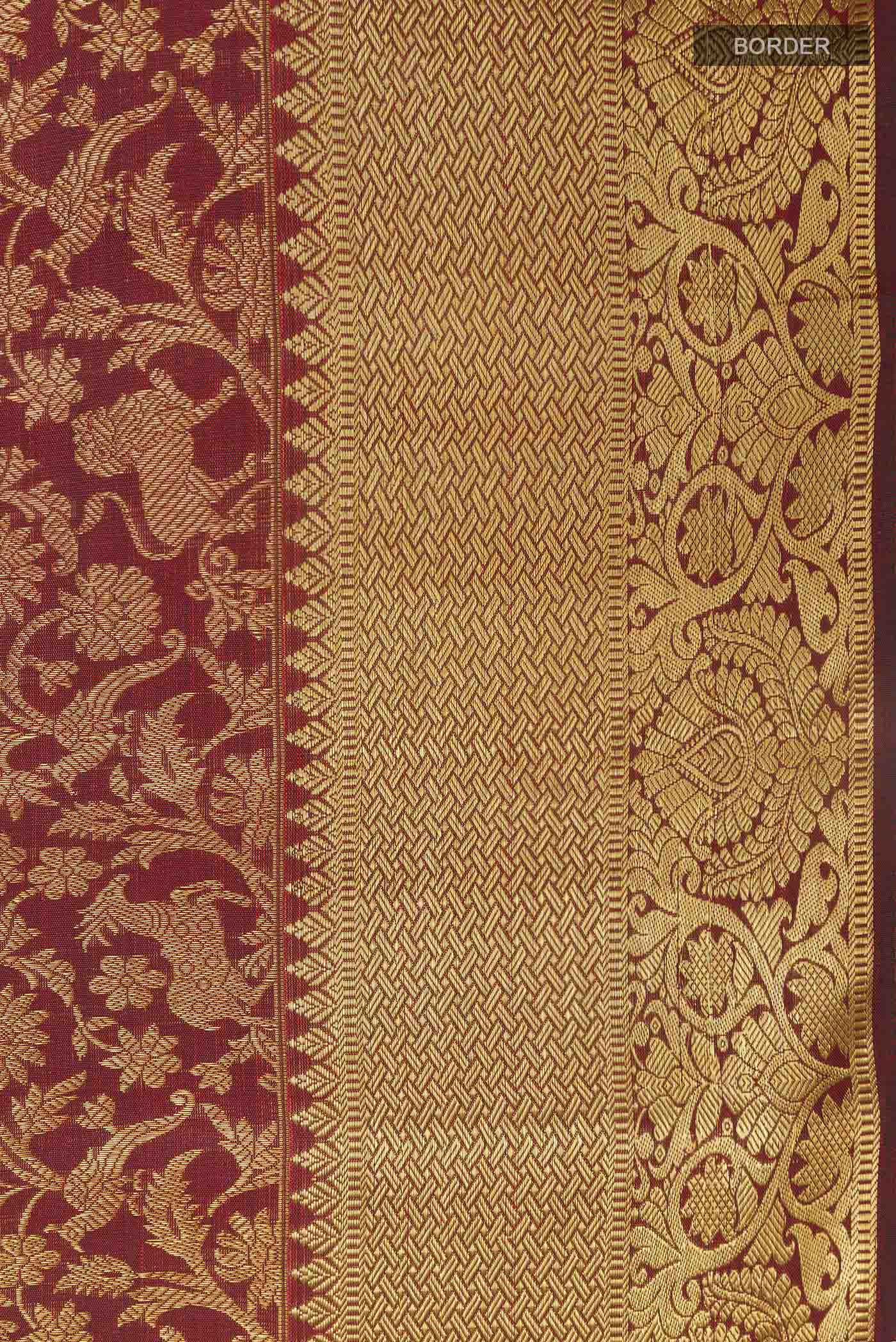 Maroon Kanchipuram Silk Saree - Image 3