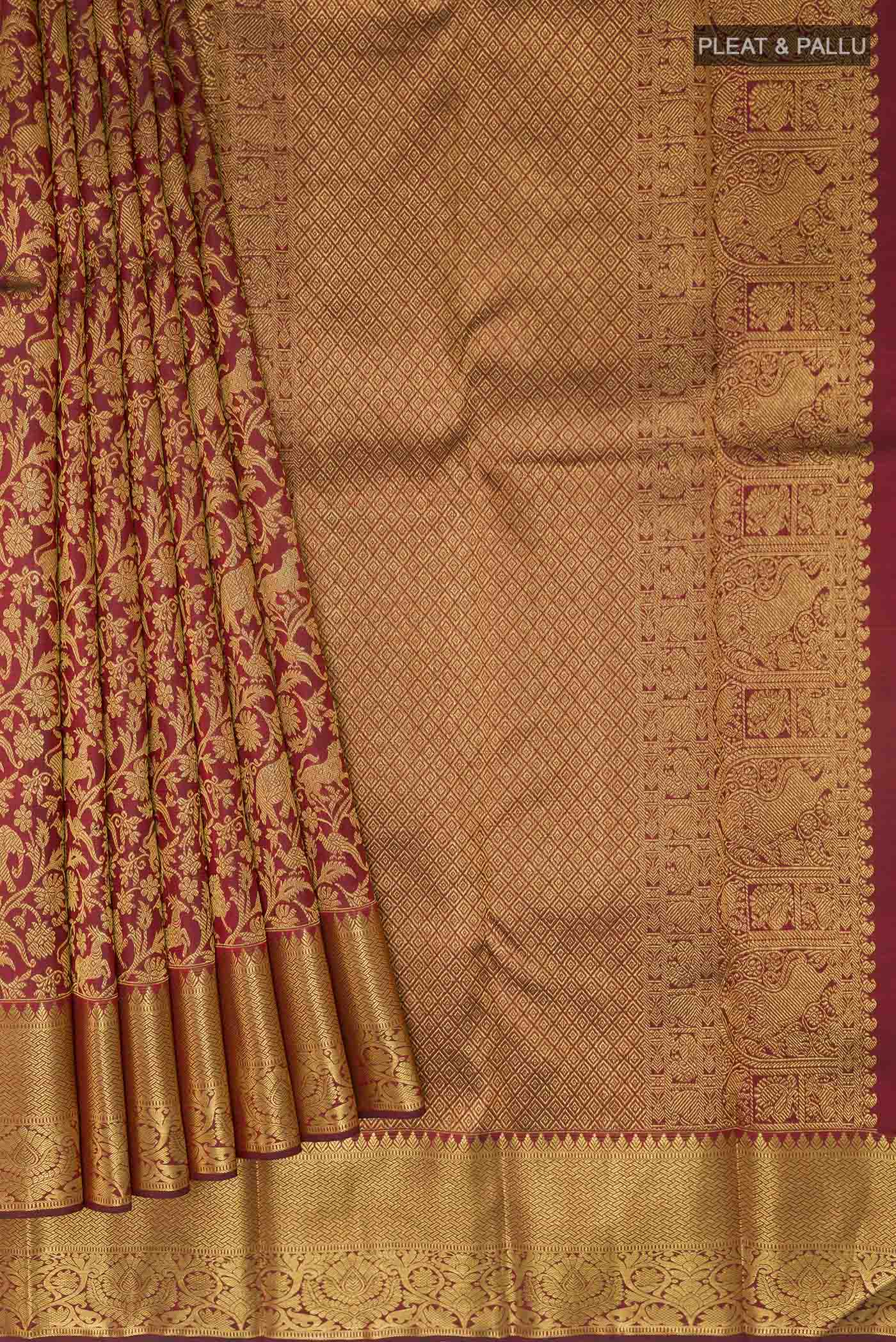 Maroon Kanchipuram Silk Saree - Image 4