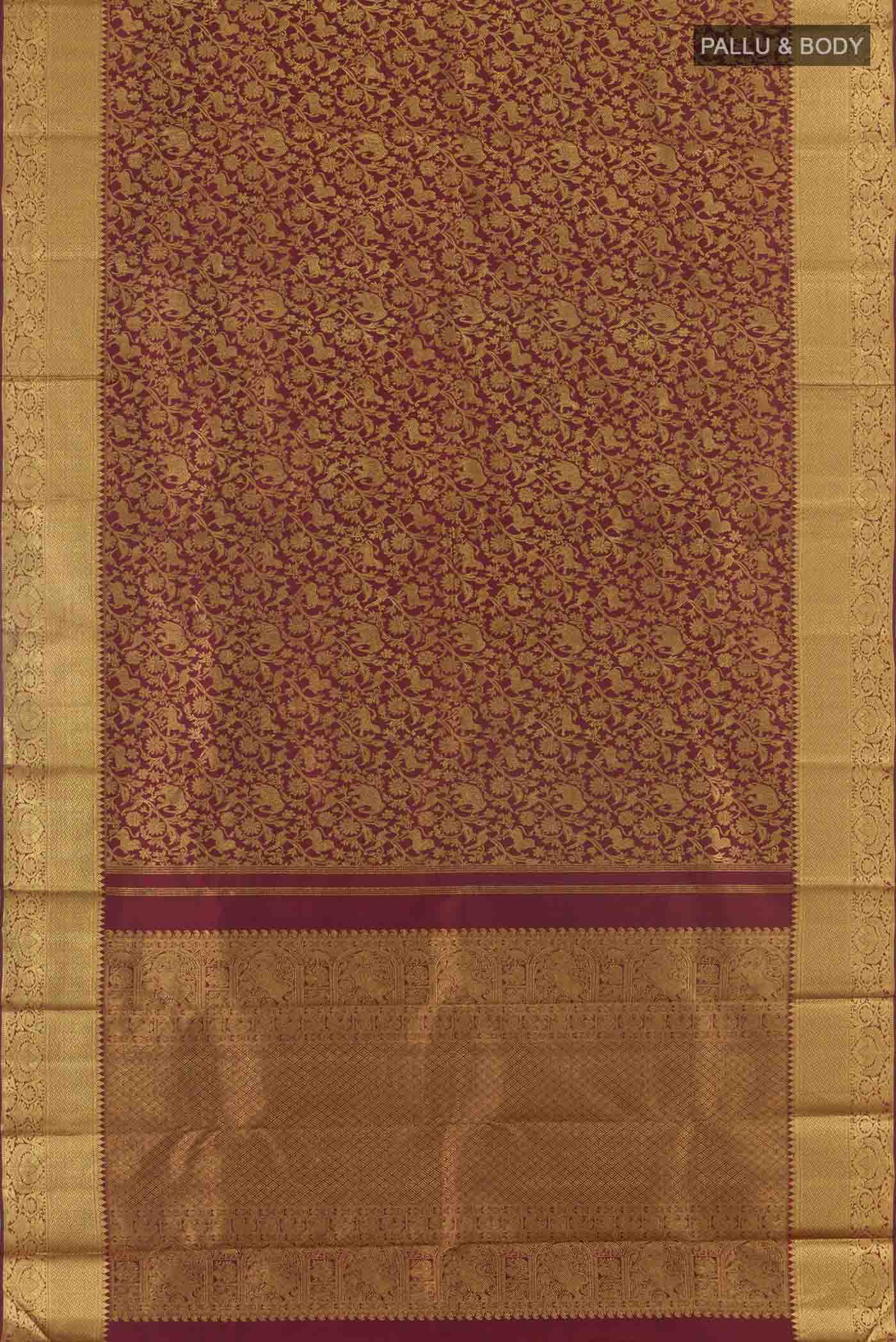 Maroon Kanchipuram Silk Saree - Image 6