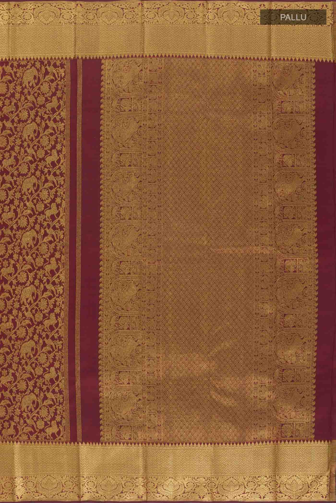 Maroon Kanchipuram Silk Saree - Image 7