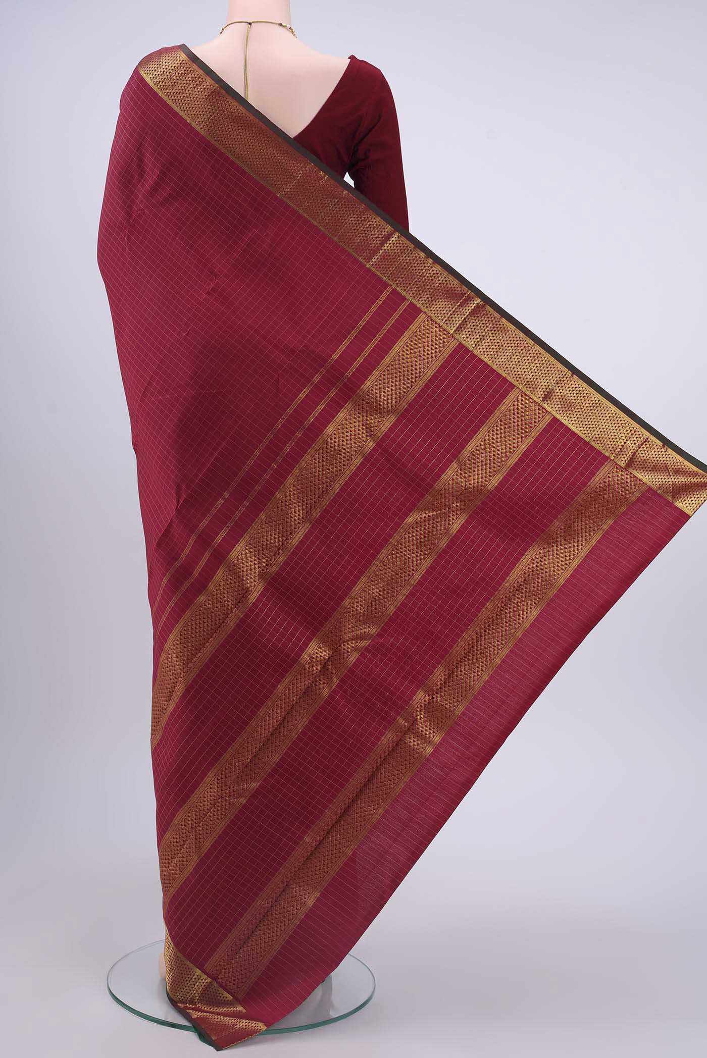 Maroon Kanchipuram Silk Saree - Image 3