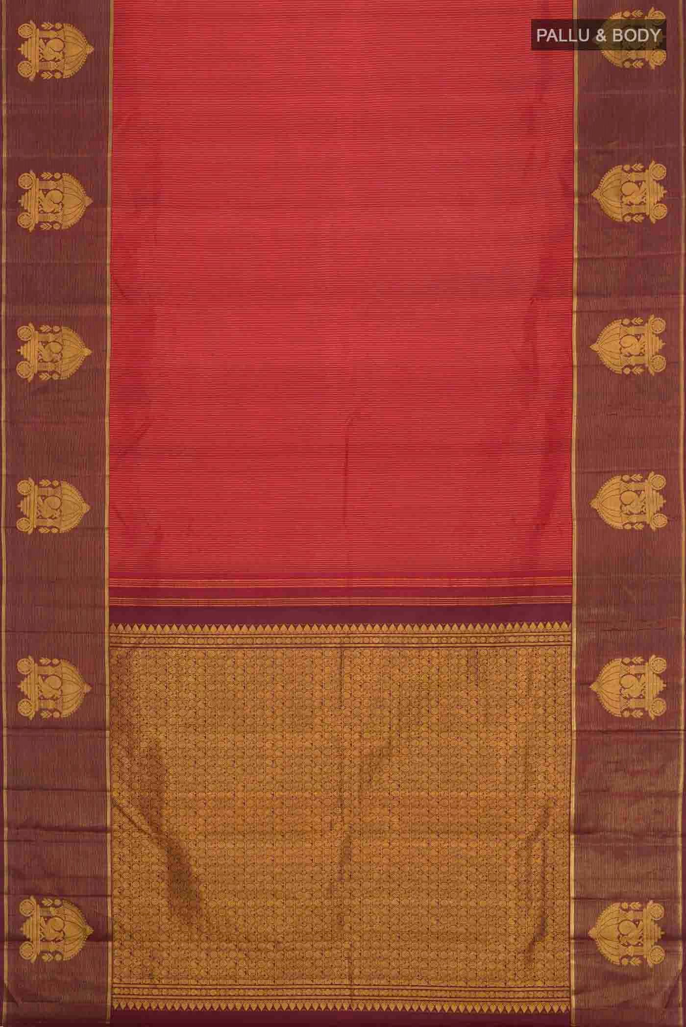Maroon Kanchipuram Silk Saree - Image 6
