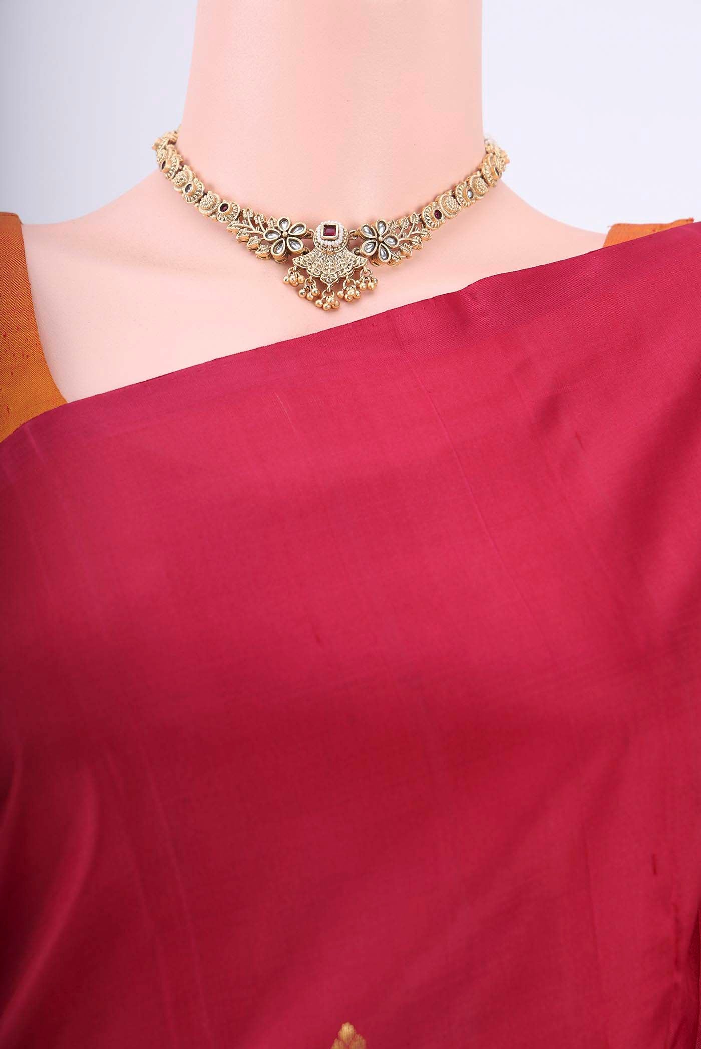 Maroon Kanjivaram Silk Saree - Image 2