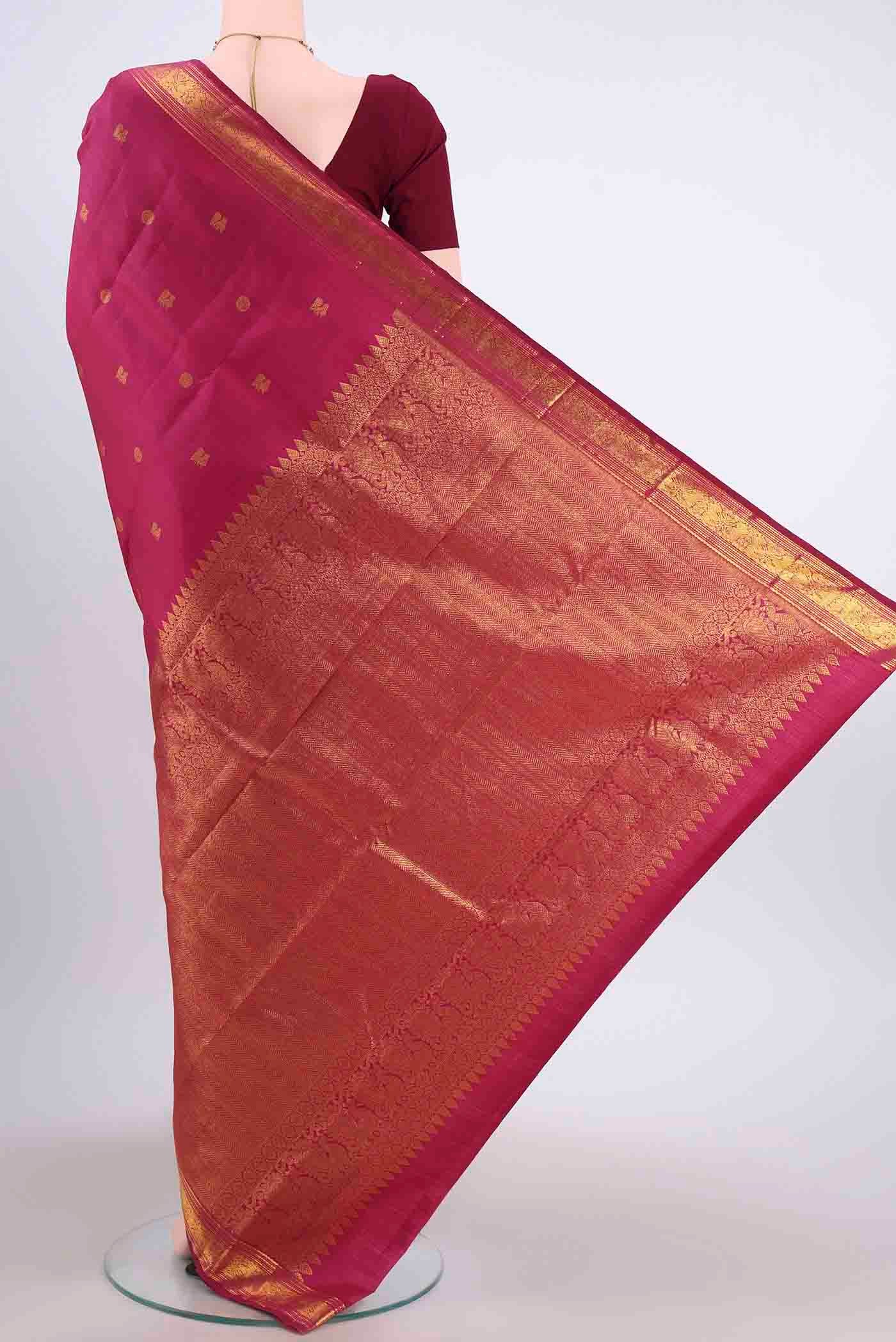 Maroon Kanchipuram Silk Saree - Image 3