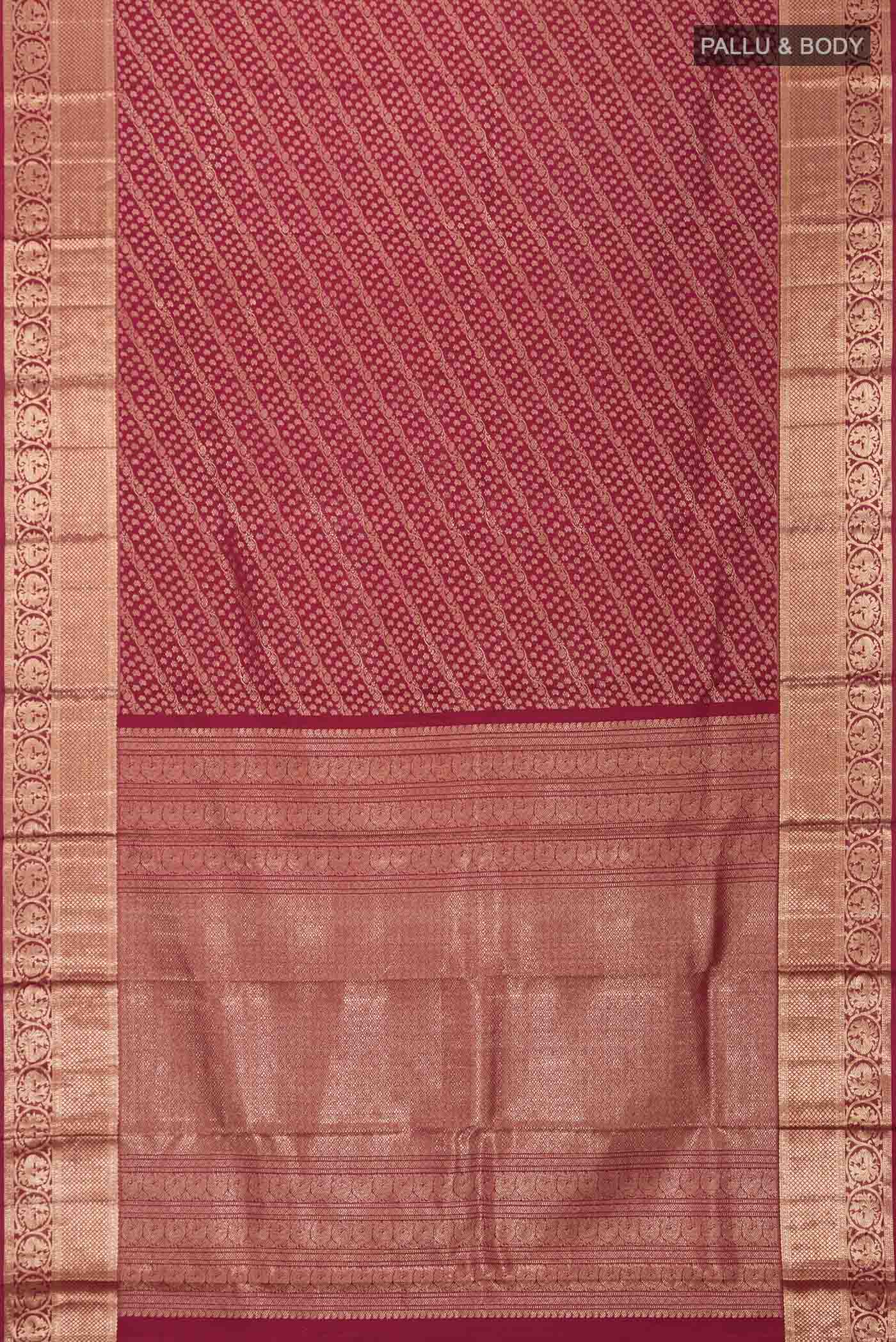 Maroon Kanchipuram Silk Saree - Image 6
