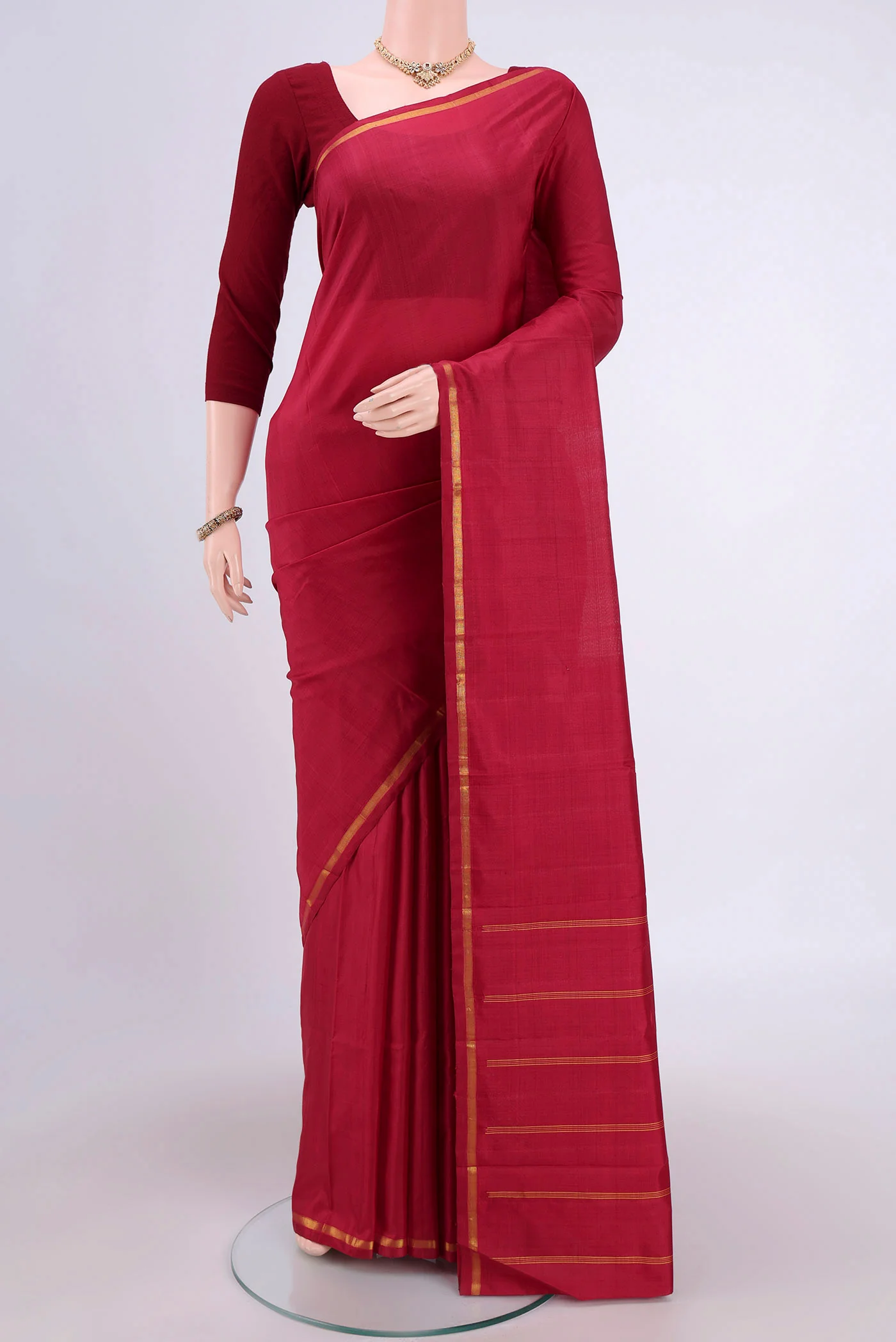 Maroon Kanchipuram Silk Saree