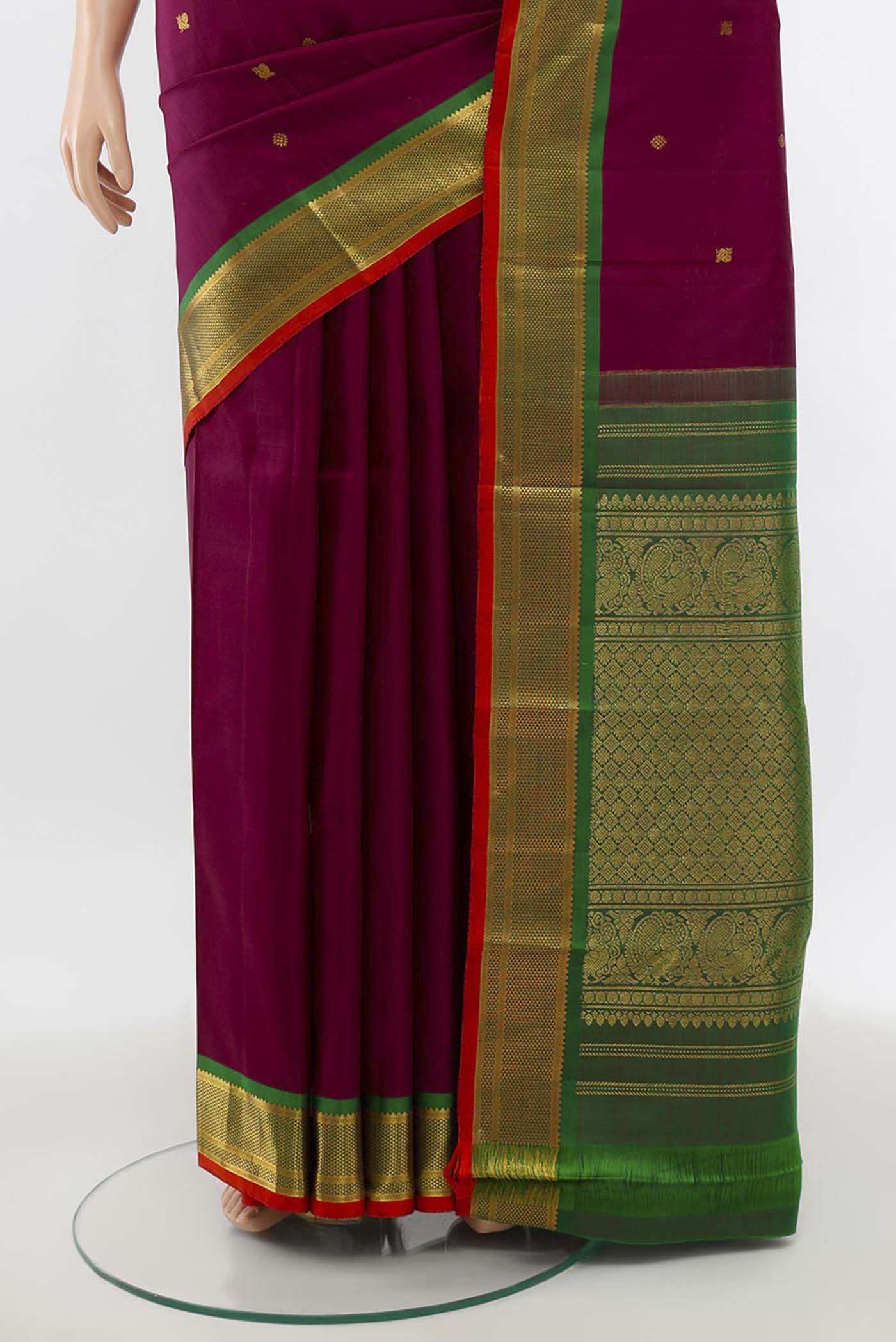 Magenta Kanchipuram Silk Saree - Image 3