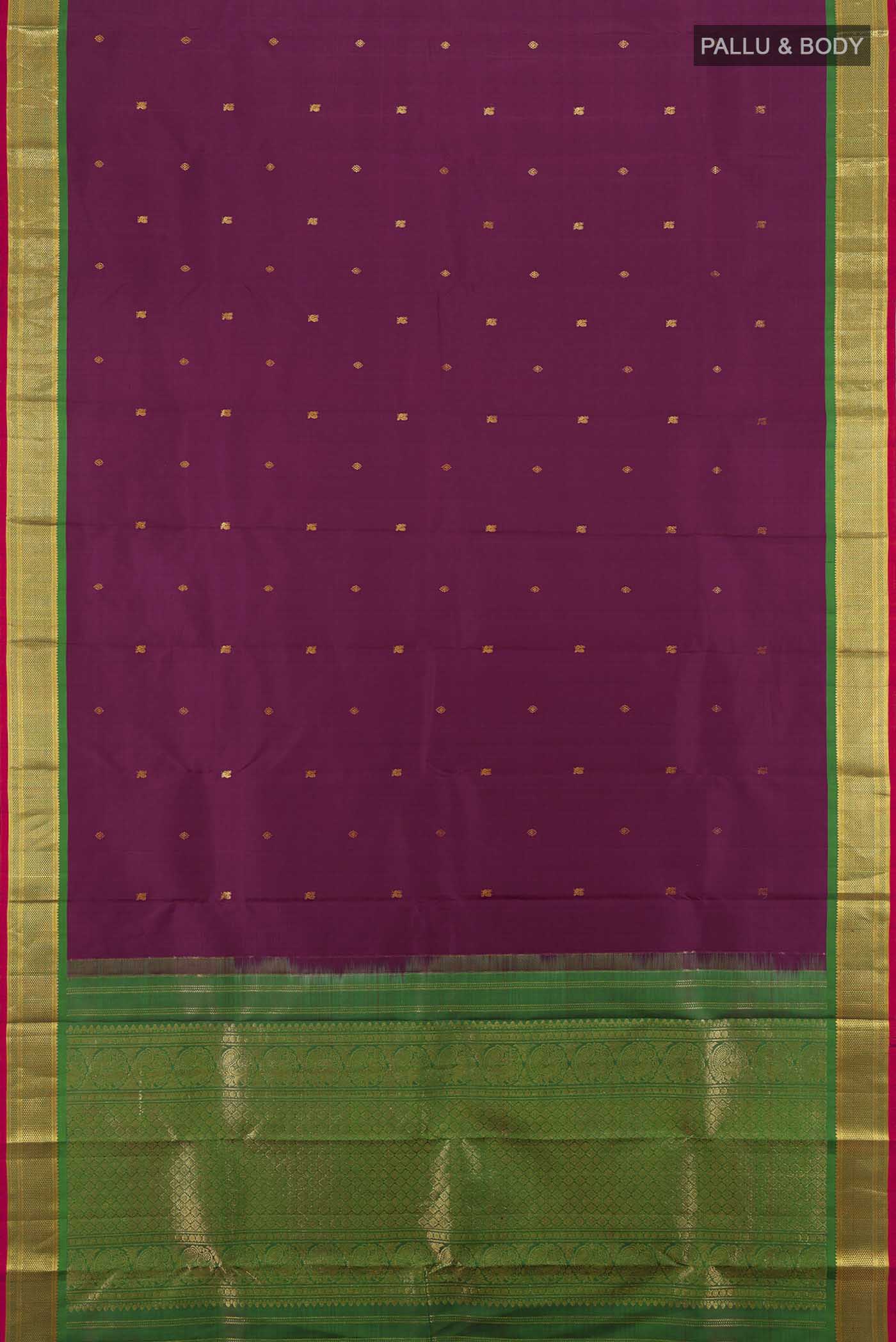 Magenta Kanchipuram Silk Saree - Image 5