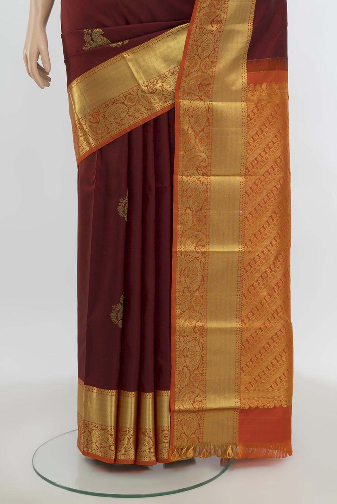 Maroon Kanchipuram Silk Saree - Image 3