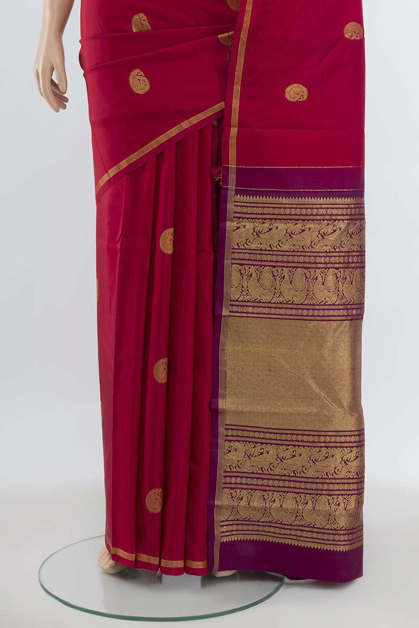 Maroon Kanchipuram Silk Saree - Image 3