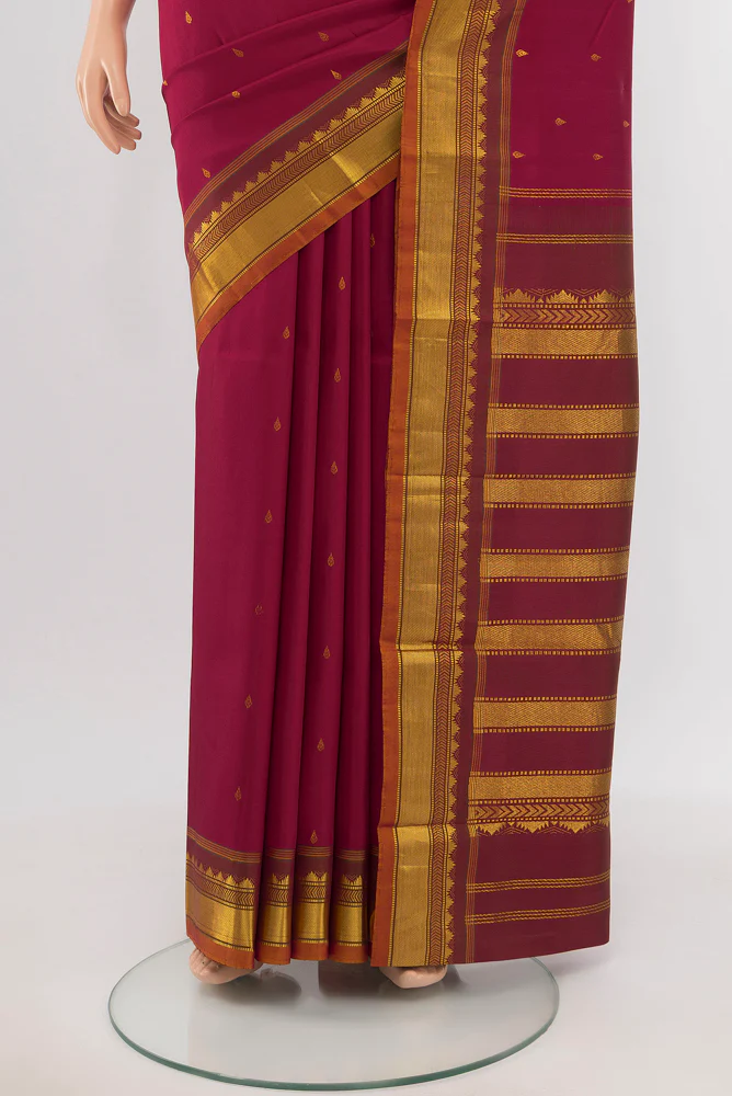 Maroon Kanchipuram Silk Saree - Image 3