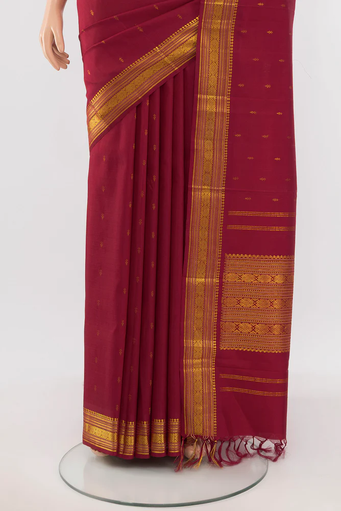 Maroon Kanchipuram Silk Saree - Image 3