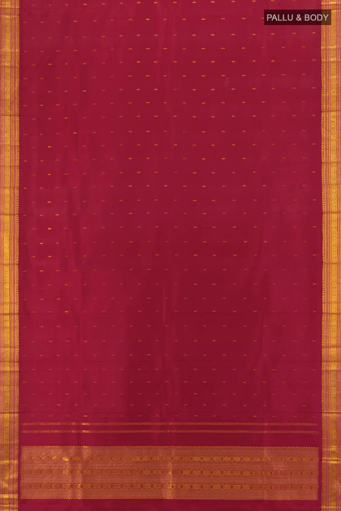 Maroon Kanchipuram Silk Saree - Image 5