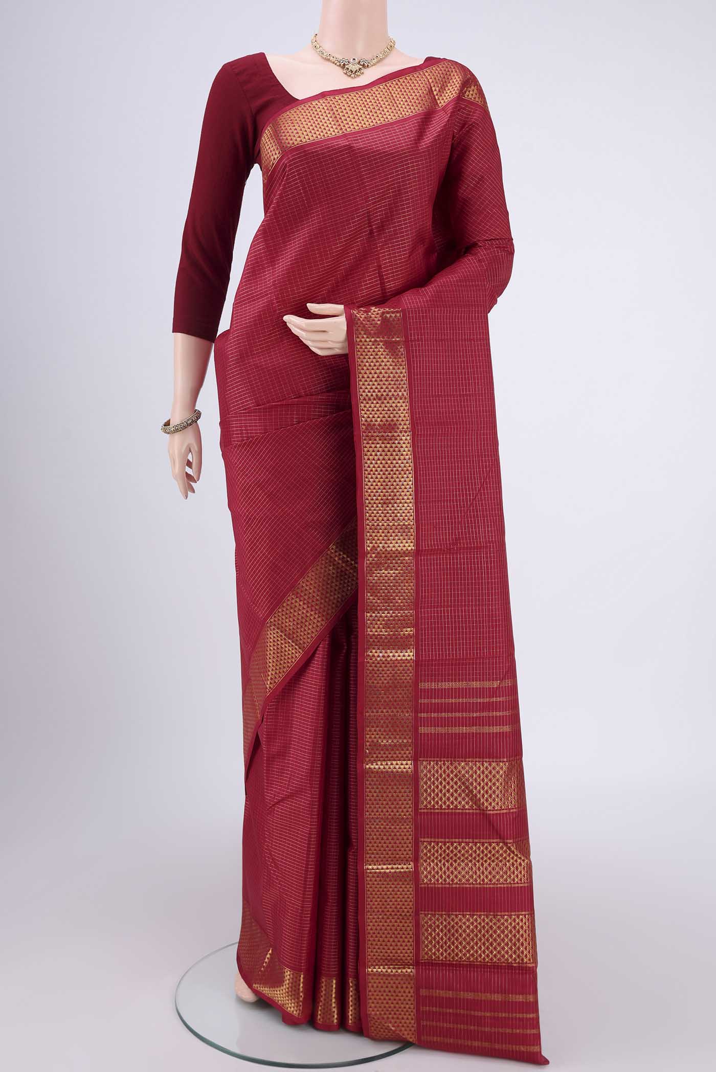 Maroon Kanchipuram Silk Saree
