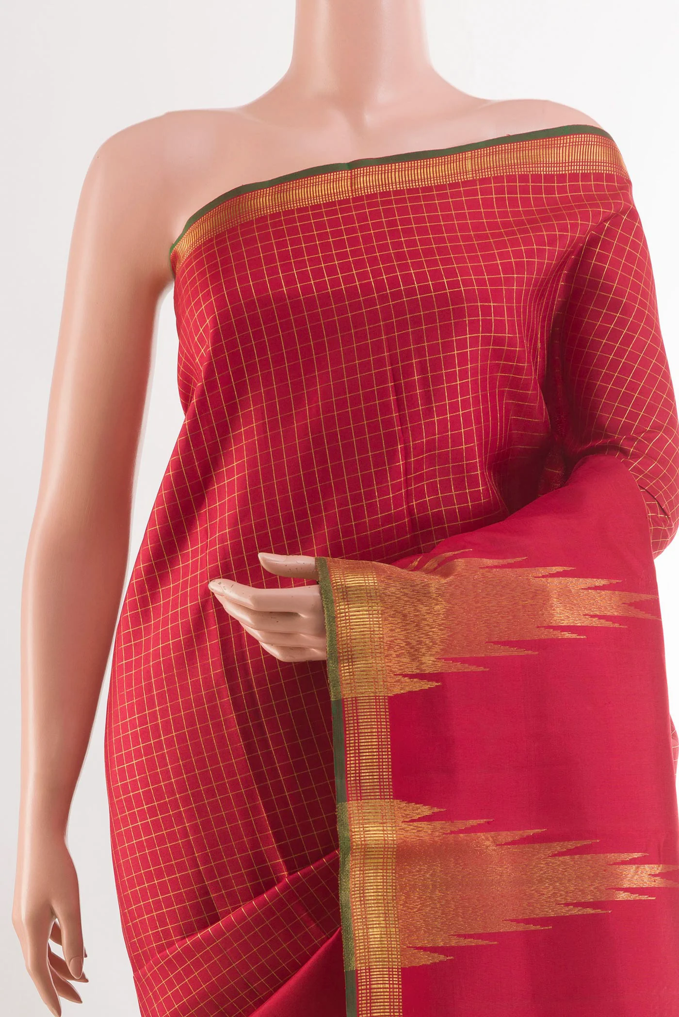 Pure Silk Pure Zari Maroon Kanchipuram Saree - Image 2