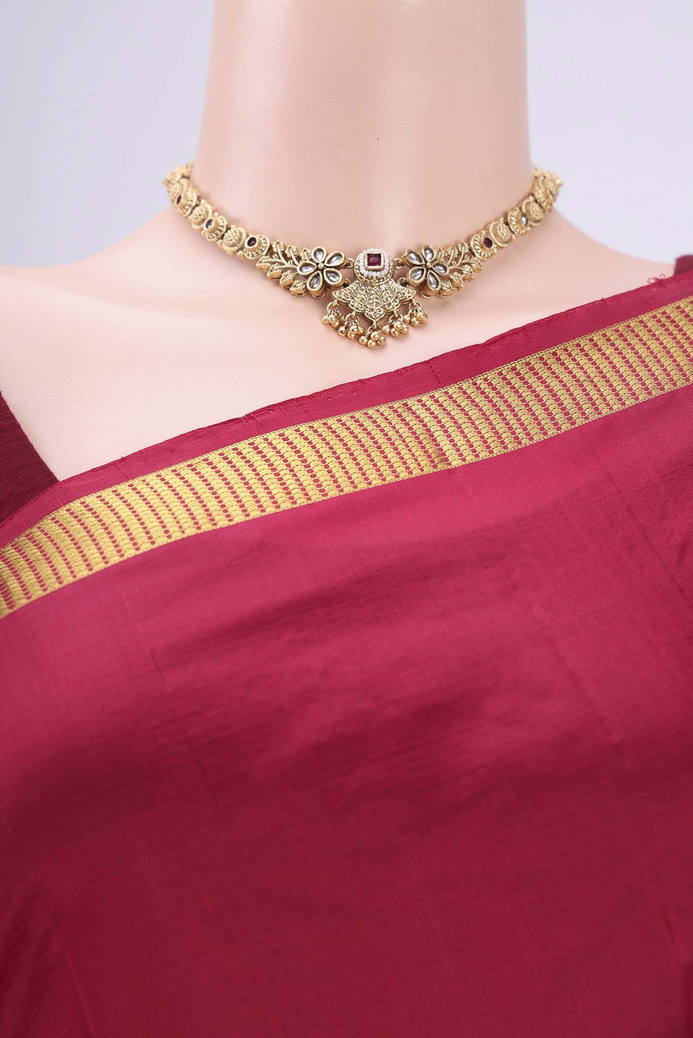 Maroon Kanchipuram Silk Saree - Image 2