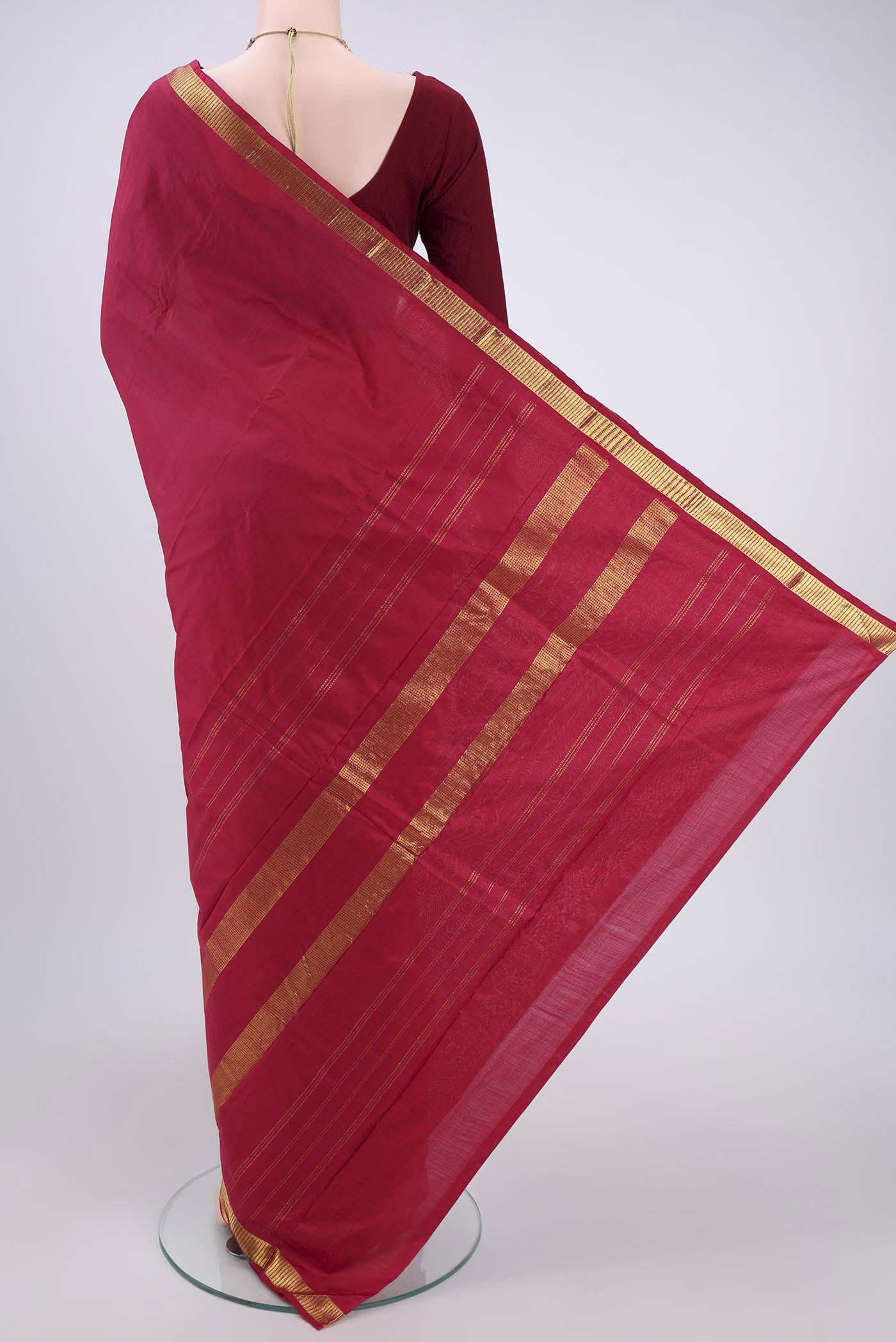 Maroon Kanchipuram Silk Saree - Image 3