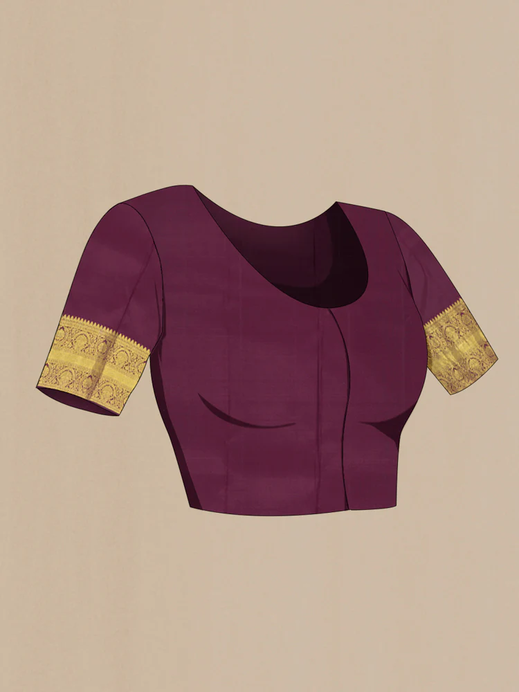 Magenta with Orange Color Kanchipuram Silk Saree - Image 4