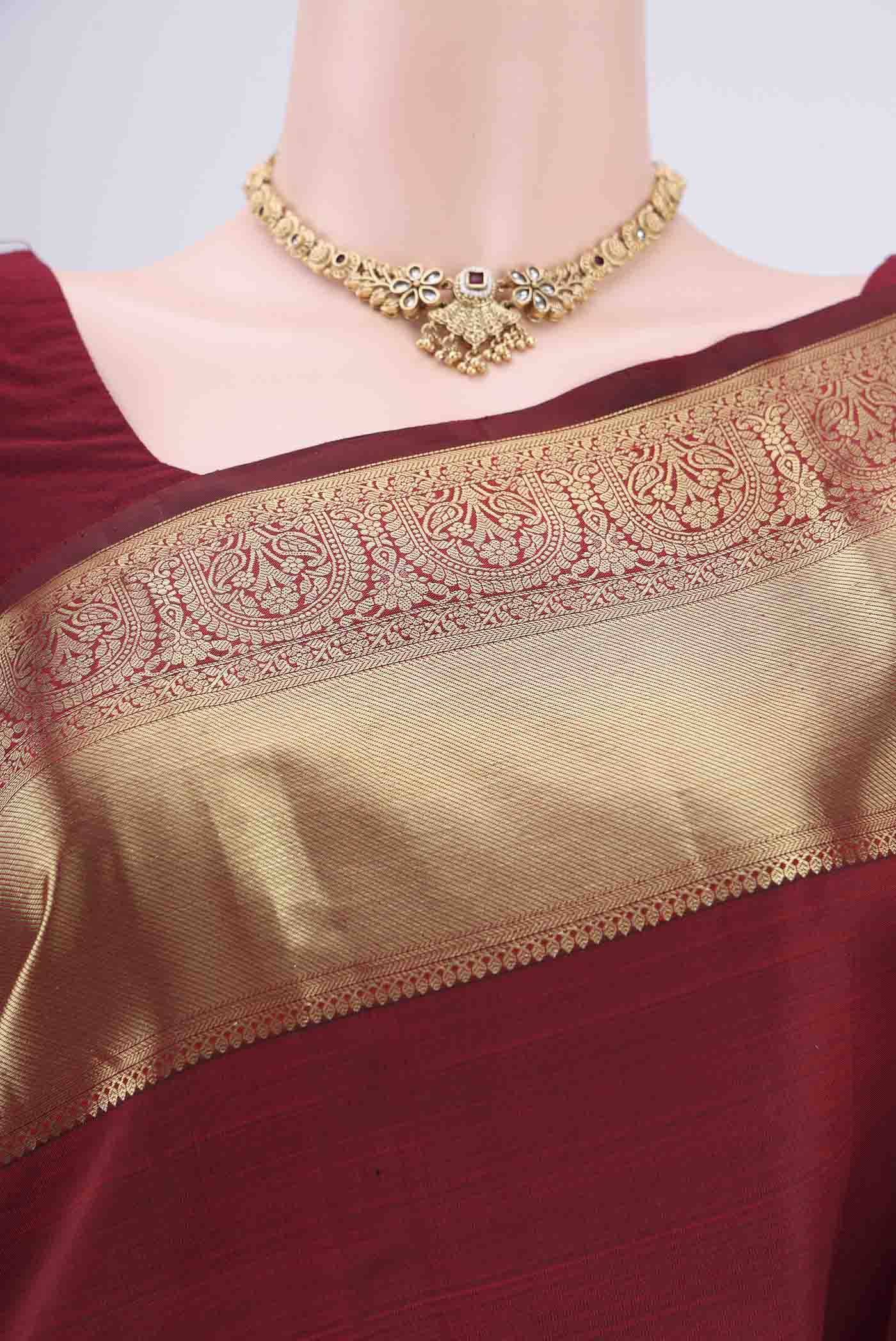 Maroon Kanchipuram Silk Saree - Image 2