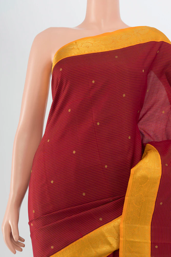Pure Silk Pure Zari Maroon Kanchipuram Saree - Image 2