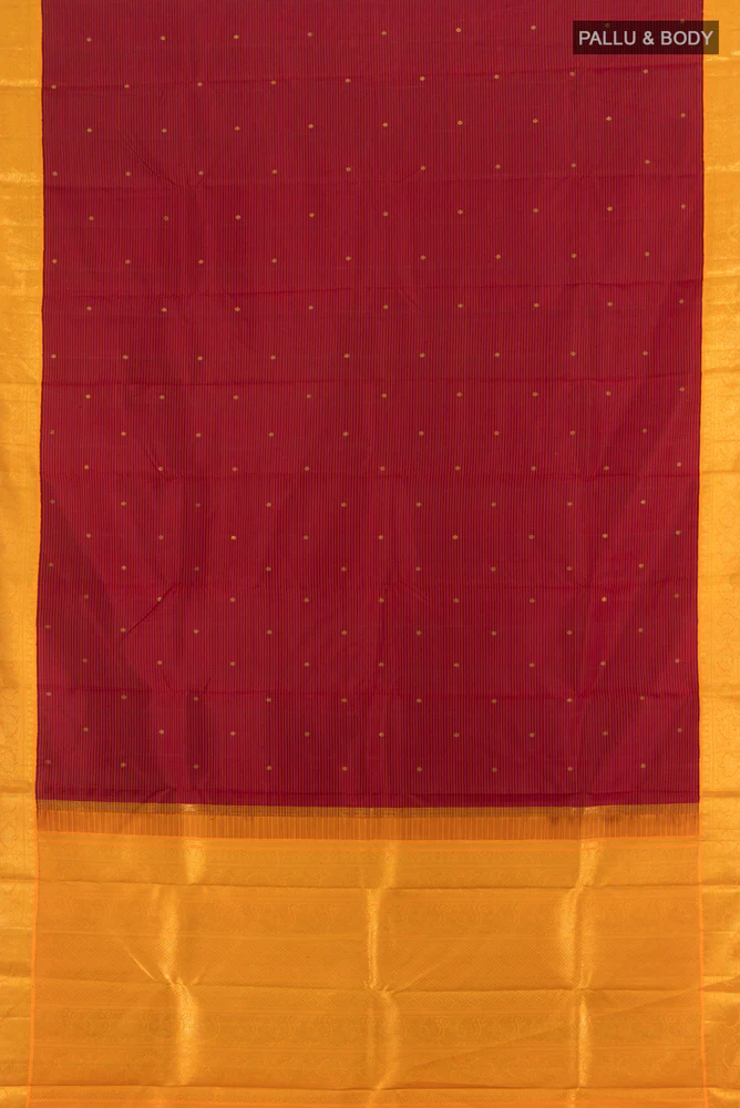 Pure Silk Pure Zari Maroon Kanchipuram Saree - Image 5