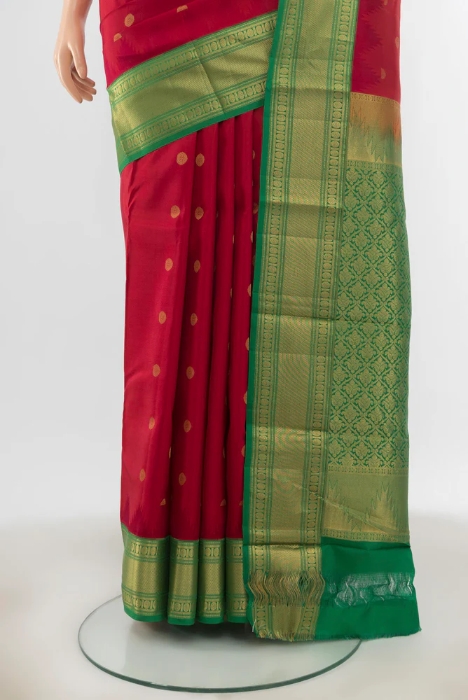 Red Kanchipuram Silk Saree - Image 3