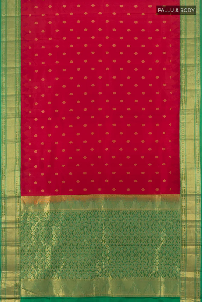 Red Kanchipuram Silk Saree - Image 5